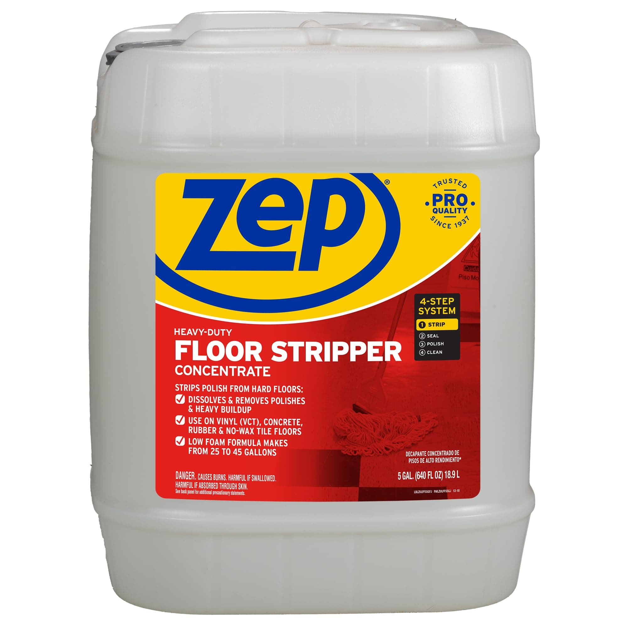 Heavy-Duty Floor Stripper Ammonia Free Concentrate - 5 Gallon (1 Pail) ZULFFS5G - Dissolves and Removes Polish and Heavy Buildup from Hard Floors, Use on Vinyl (VCT), Concrete, Rubber, and No-Wax