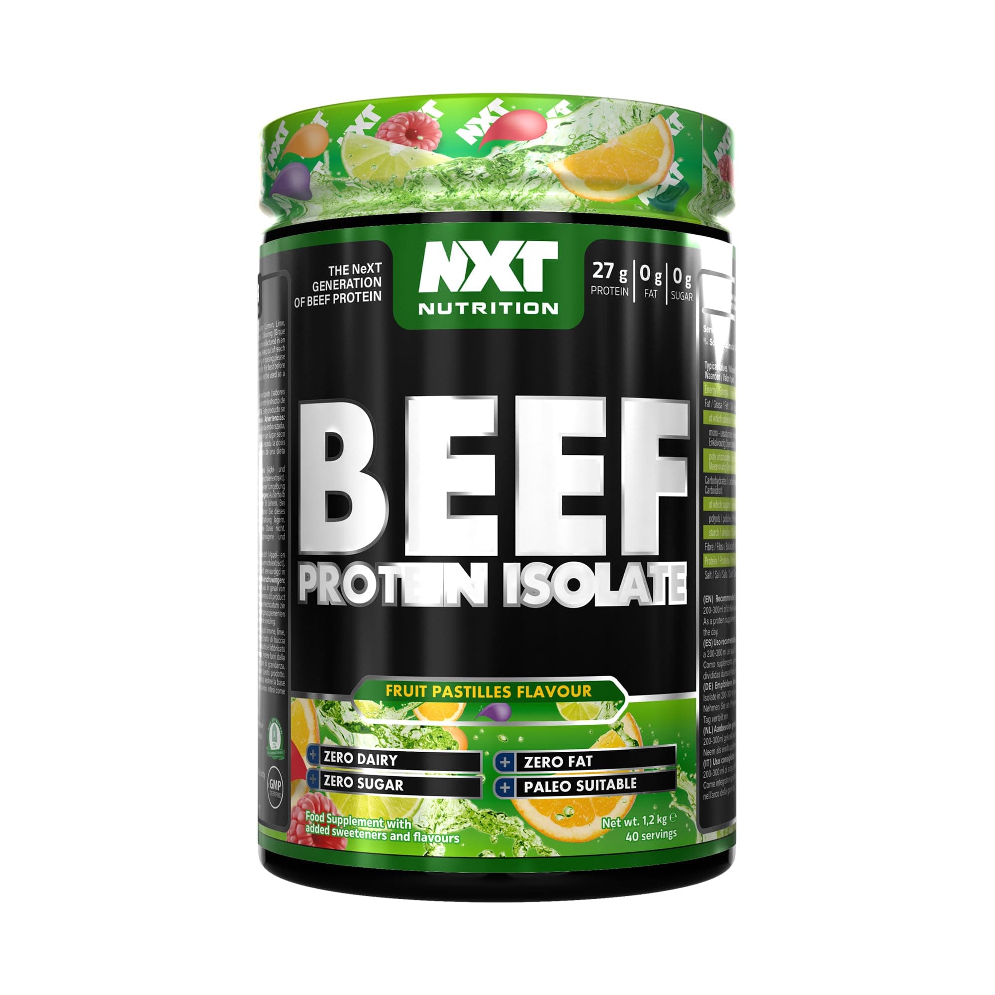 NXT Nutrition Beef Protein Isolate Powder - Protein Powder High in Natural Amino Acids - Paleo, Keto Friendly - Dairy and Gluten Free - Muscle Recovery | 1.2kg (Fruit Pastilles)