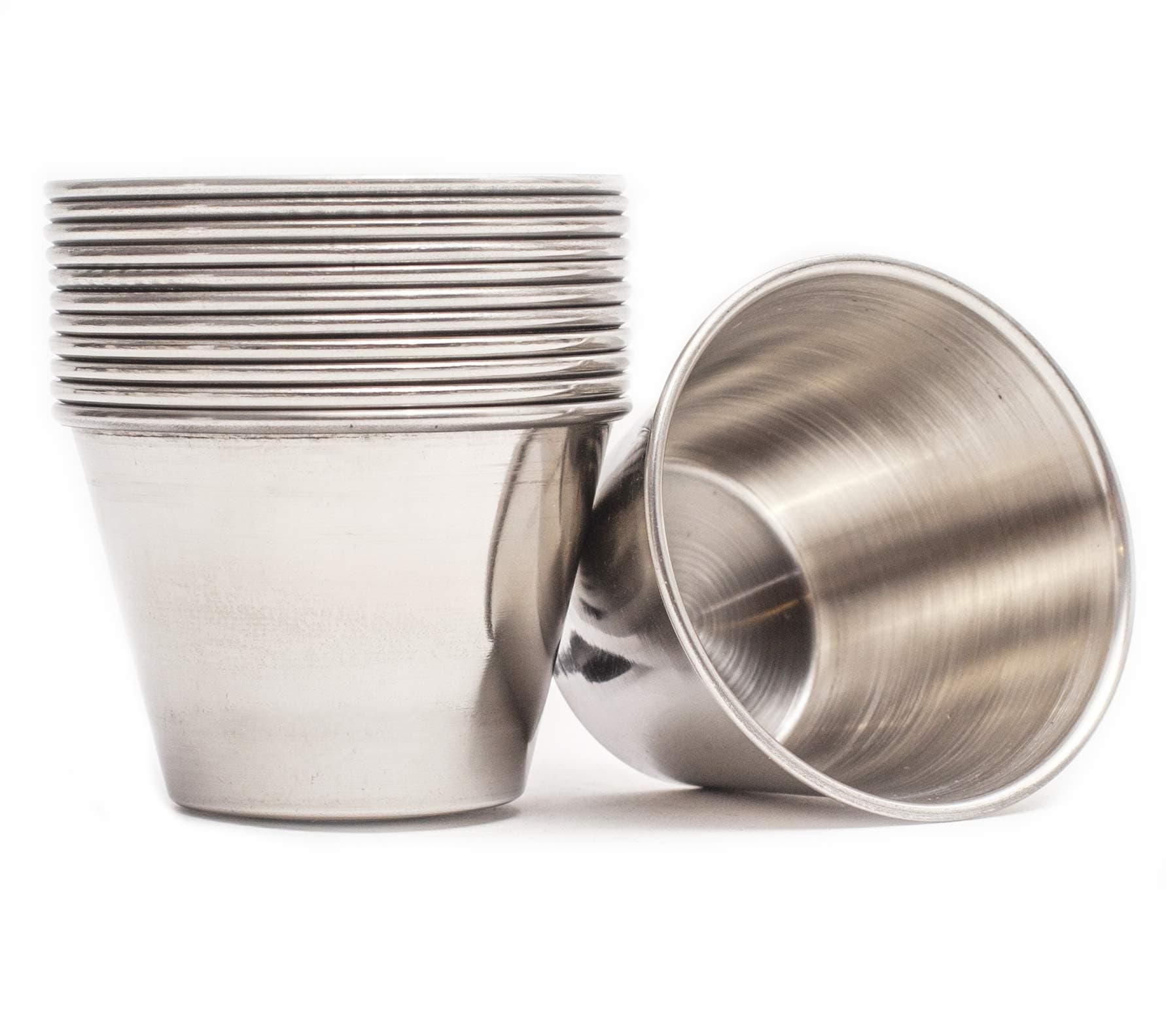 EHOMEA2Z Ramekins Stainless Steel Condiment Sauce Cups, Metal Ramekins, Commercial Grade, Multifunctional, Ideal for All Hot and Cold Sauces, Individual Portion Cups (12, 2.5 oz)