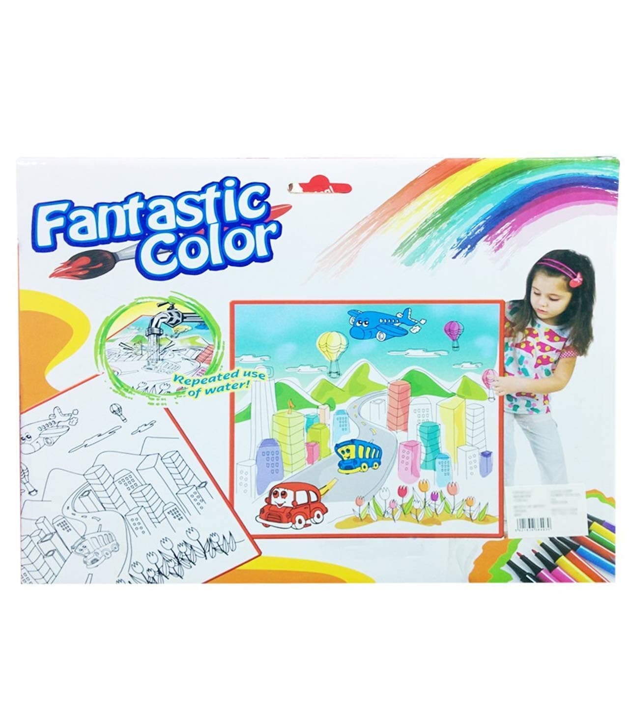 Munchkin Land Coloring Mat with and Washable Markers for Kids with size 80 cm x 80 cms - 1 Assorted Design Playmat for kids (Any one design from Jurassic Dinosaur Era, City Vehicles, Ocean Underwater Design )