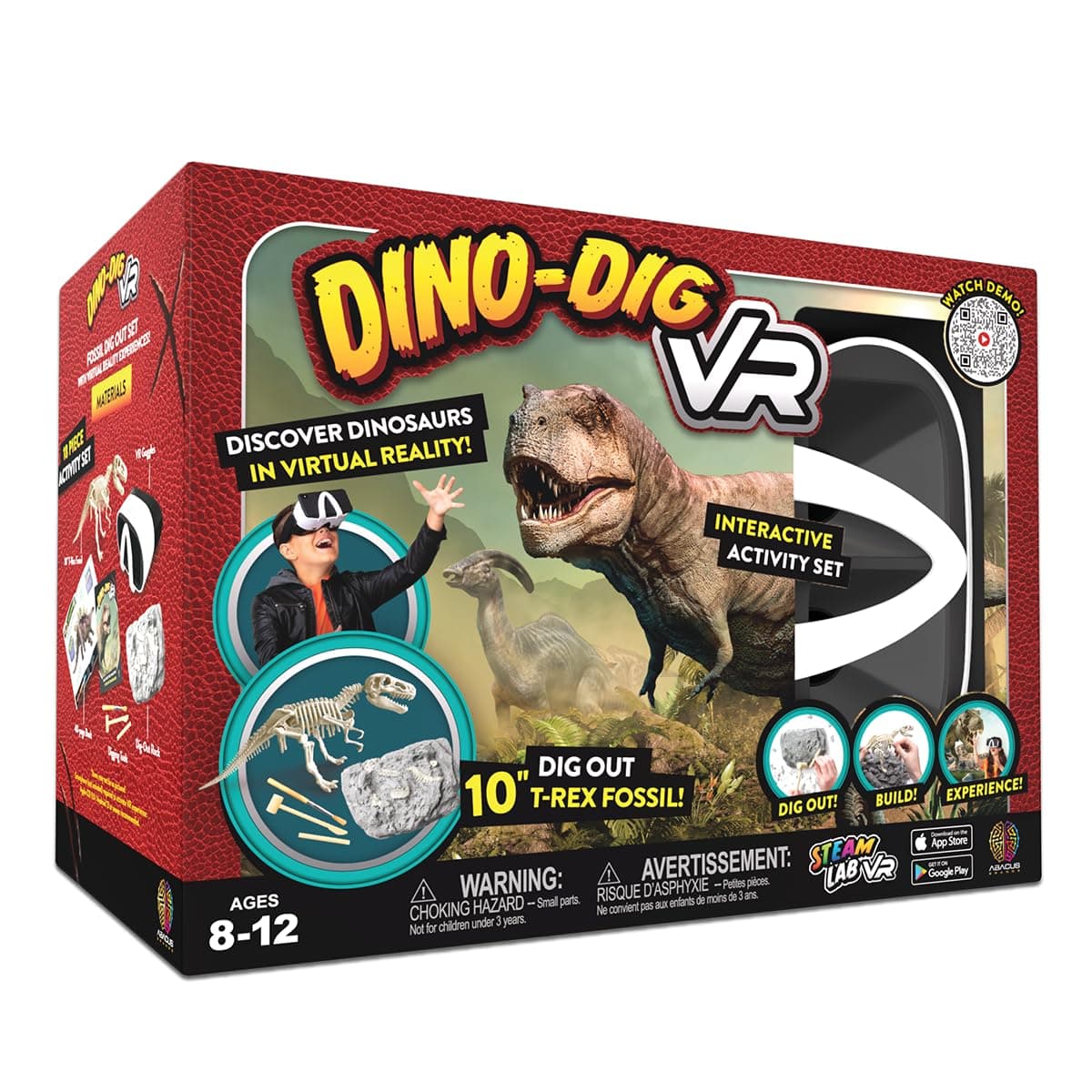 STEAM Dino Dig VR - Virtual Reality Kids Science Kit, Book and Interactive STEAM Learning Activity Set