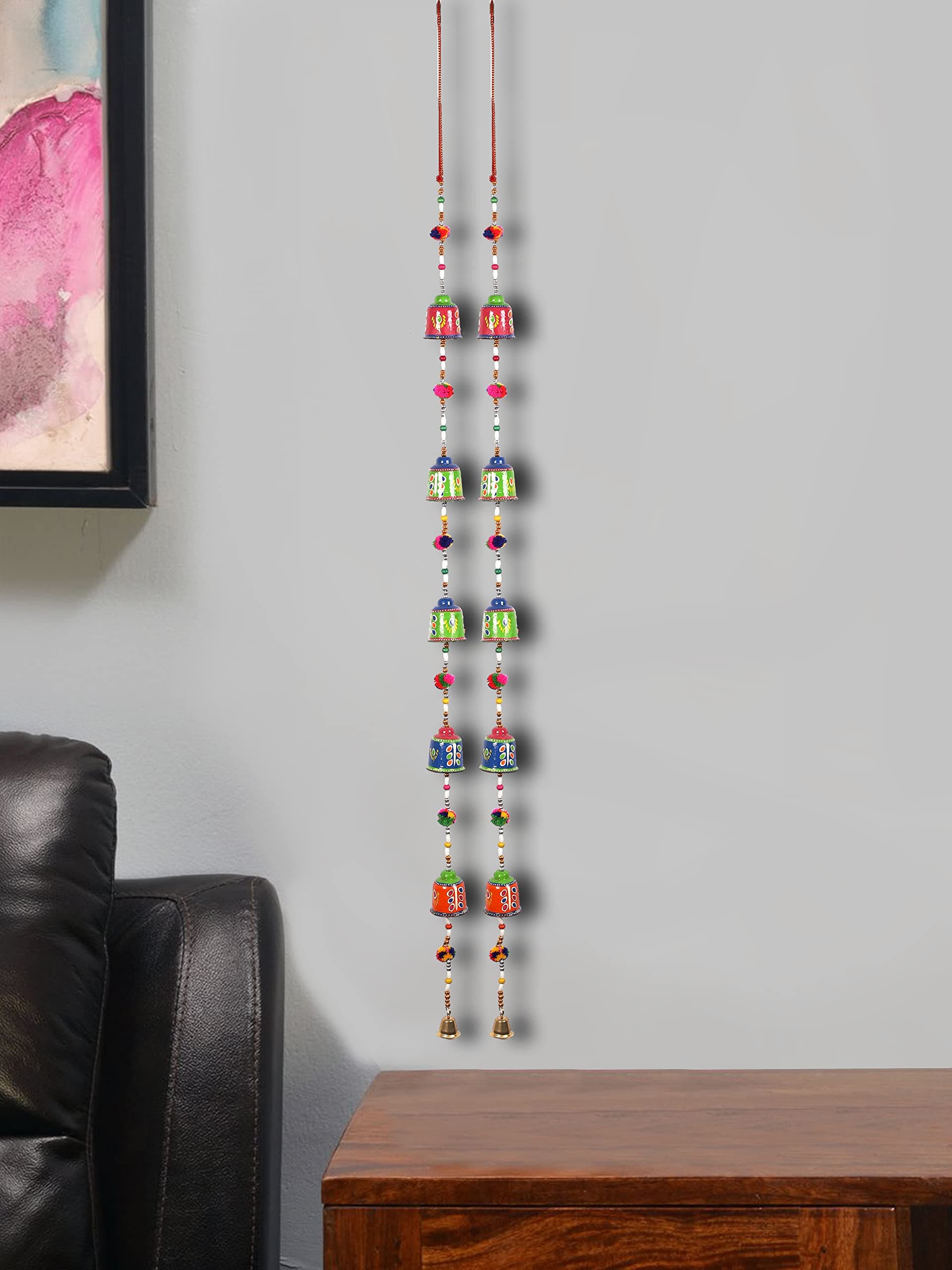 DreamKraft Paper Mache Decorative Bell Hangings (109 CM, Multicolor)