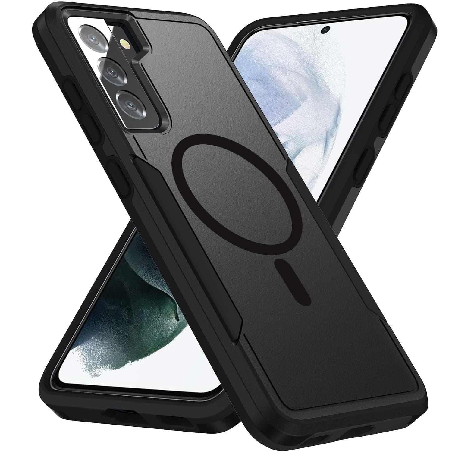 Teayohafor Samsung Galaxy S21 Plus Case,[Compatible with Magsafe] [Military Grade Drop Tested] Shockproof Magnetic Tough Rugged Protective Phone Case -6.7 inch (Black)