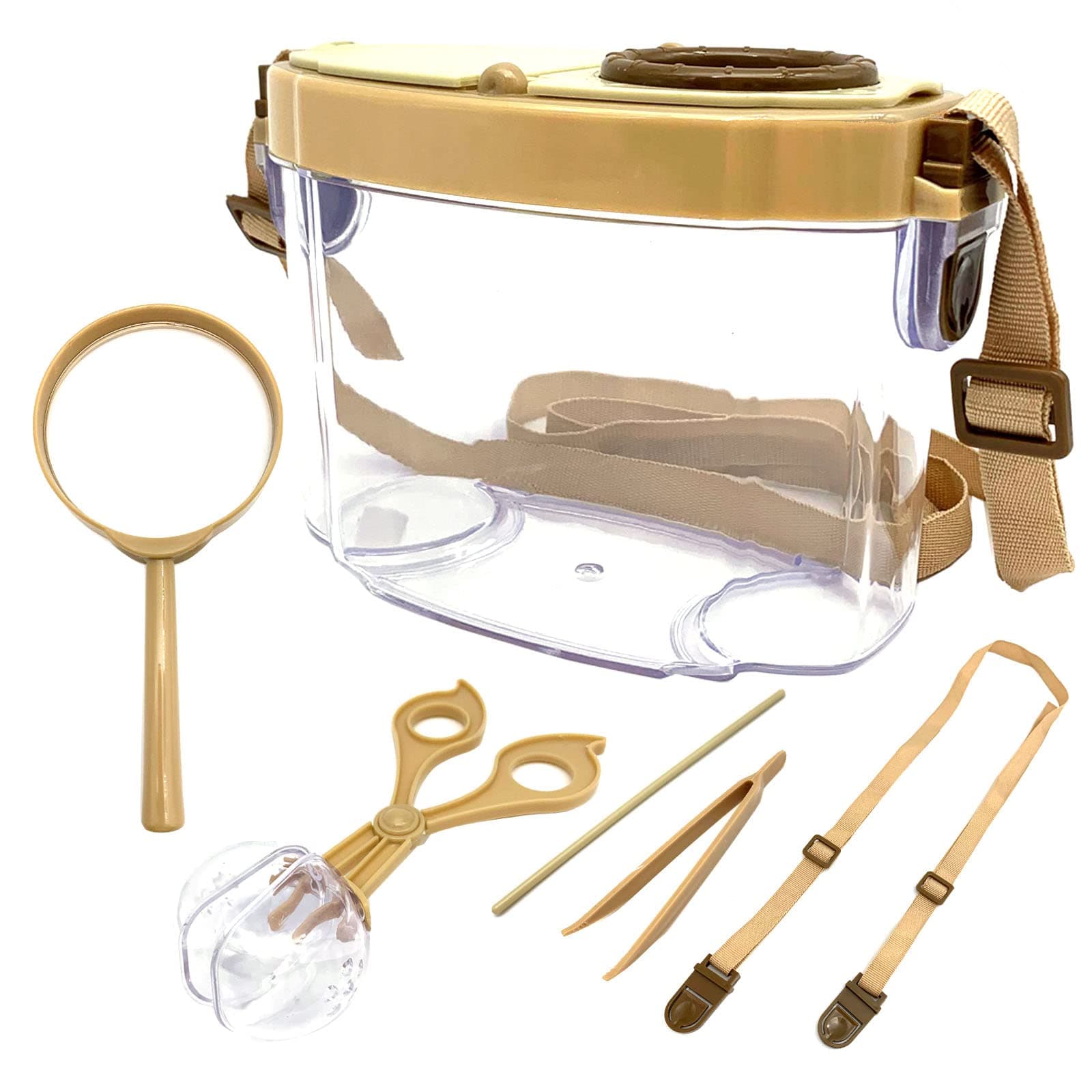Bug Catcher Kit, Kids Bug Collection Kit, Outdoor Nature Explorer Kit with Tweezers, Magnifying Glass, Science Educational Kit, Bug Observation Container for Boys and Girls (Gold)