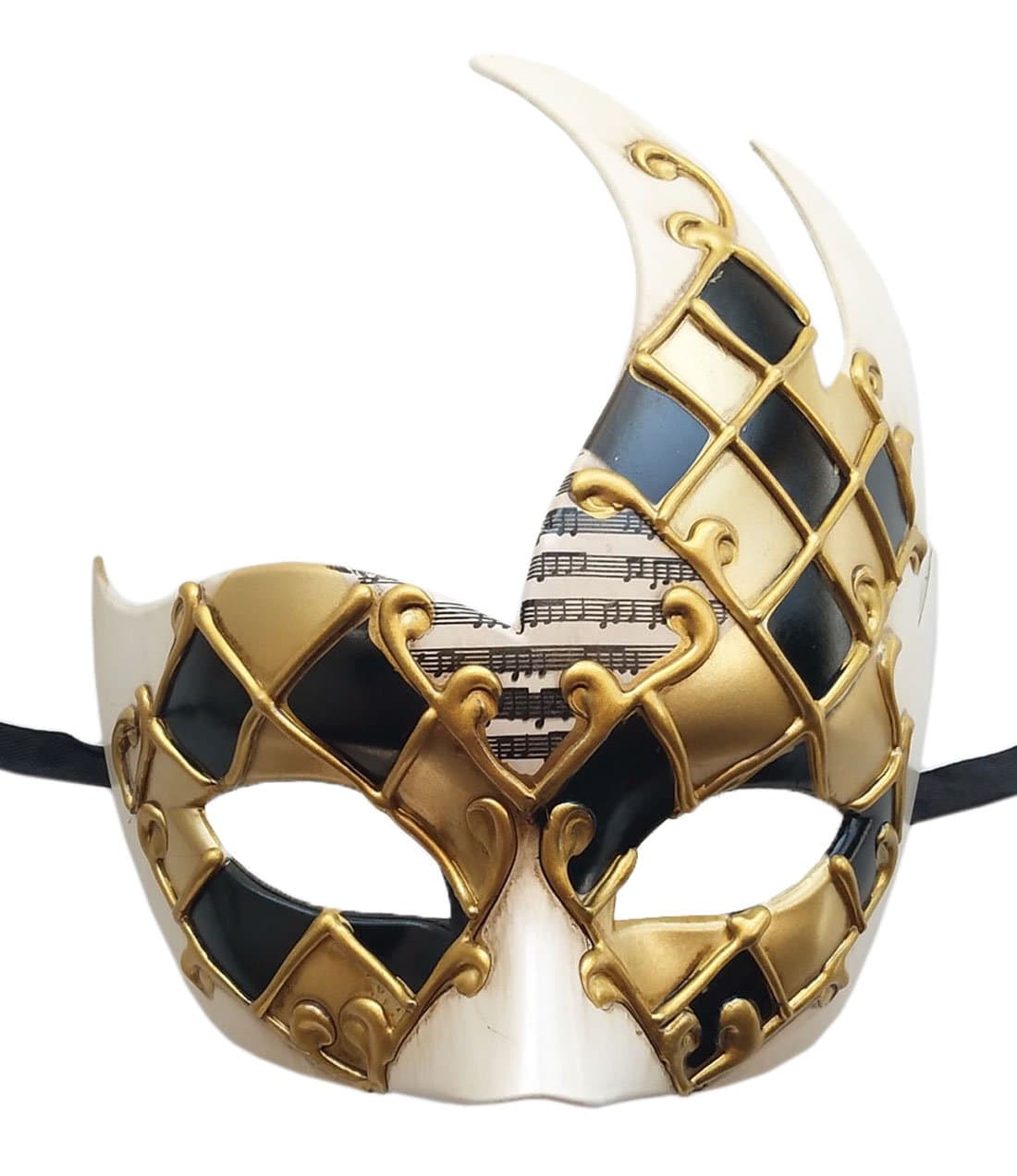 Coolwife Men's Masquerade Mask Vintage Venetian Checkered Musical Party Mardi Gras Mask
