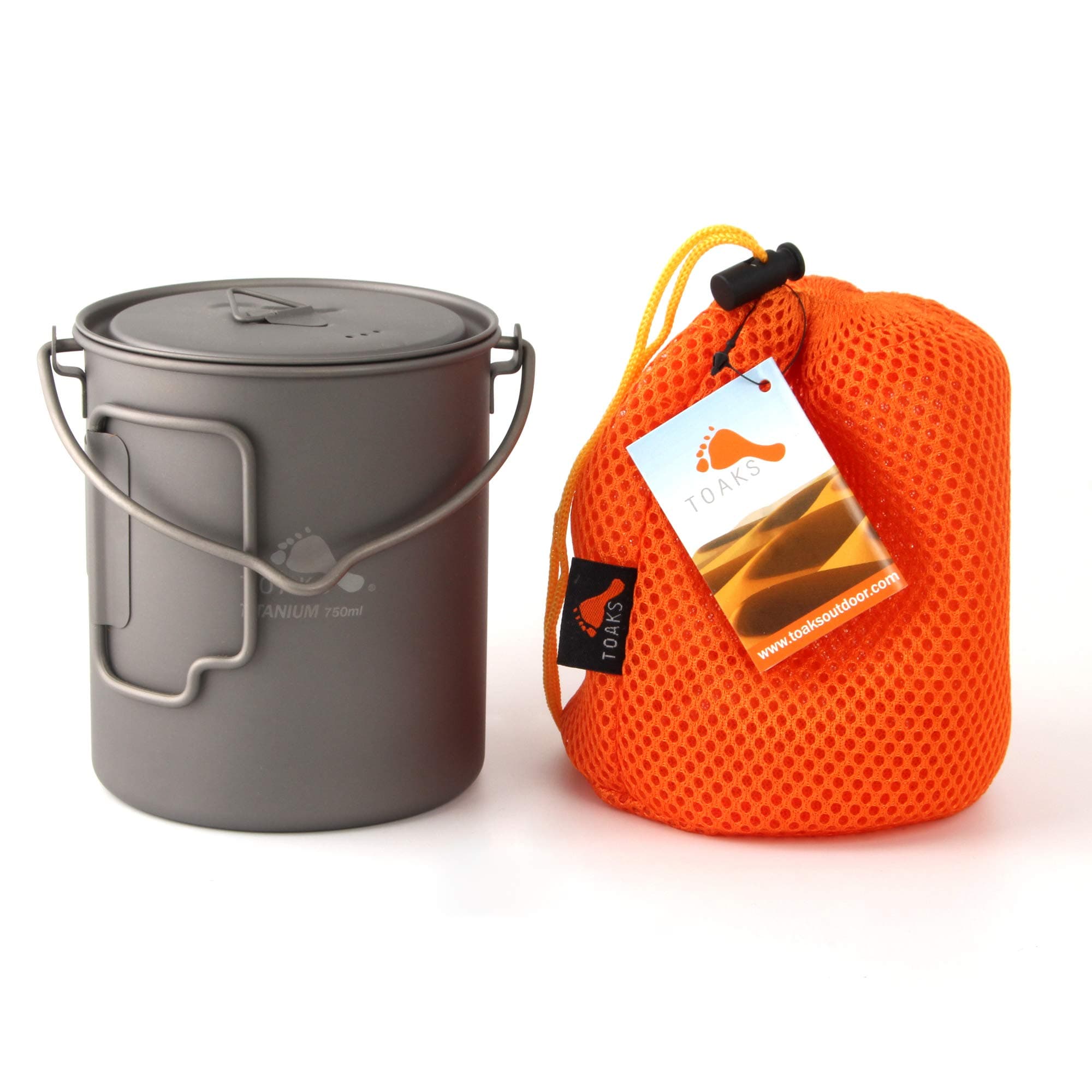 TOAKS Titanium 750ml Pot with Bail Handle for Ultralight Camping, Backpacking Cookware and Mug