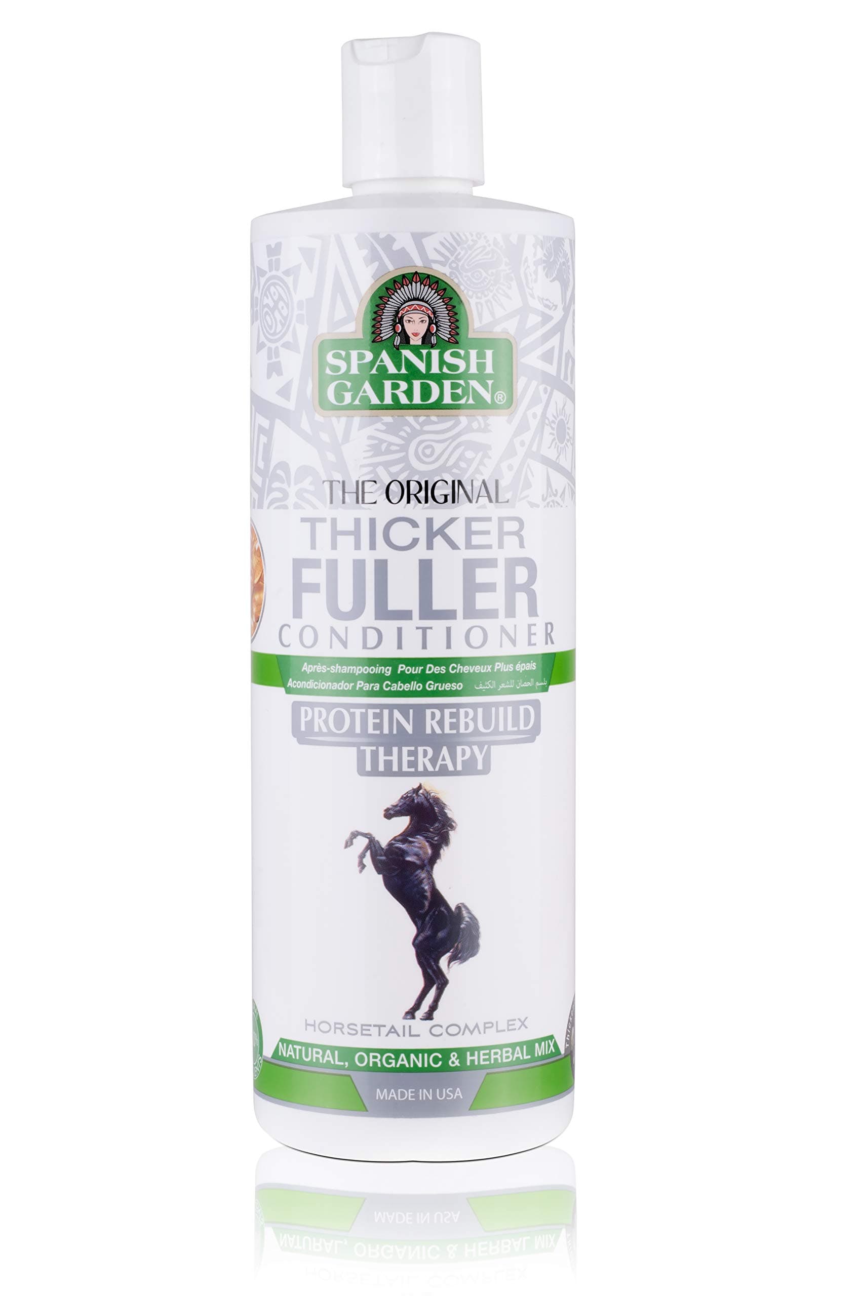Spanish Garden Thicker Fuller Conditioner | Protein Rebuild Therapy with Organic Oils, Natural Vitamins, and Herbal Extracts | For Thin & Fine Hair, 16 oz