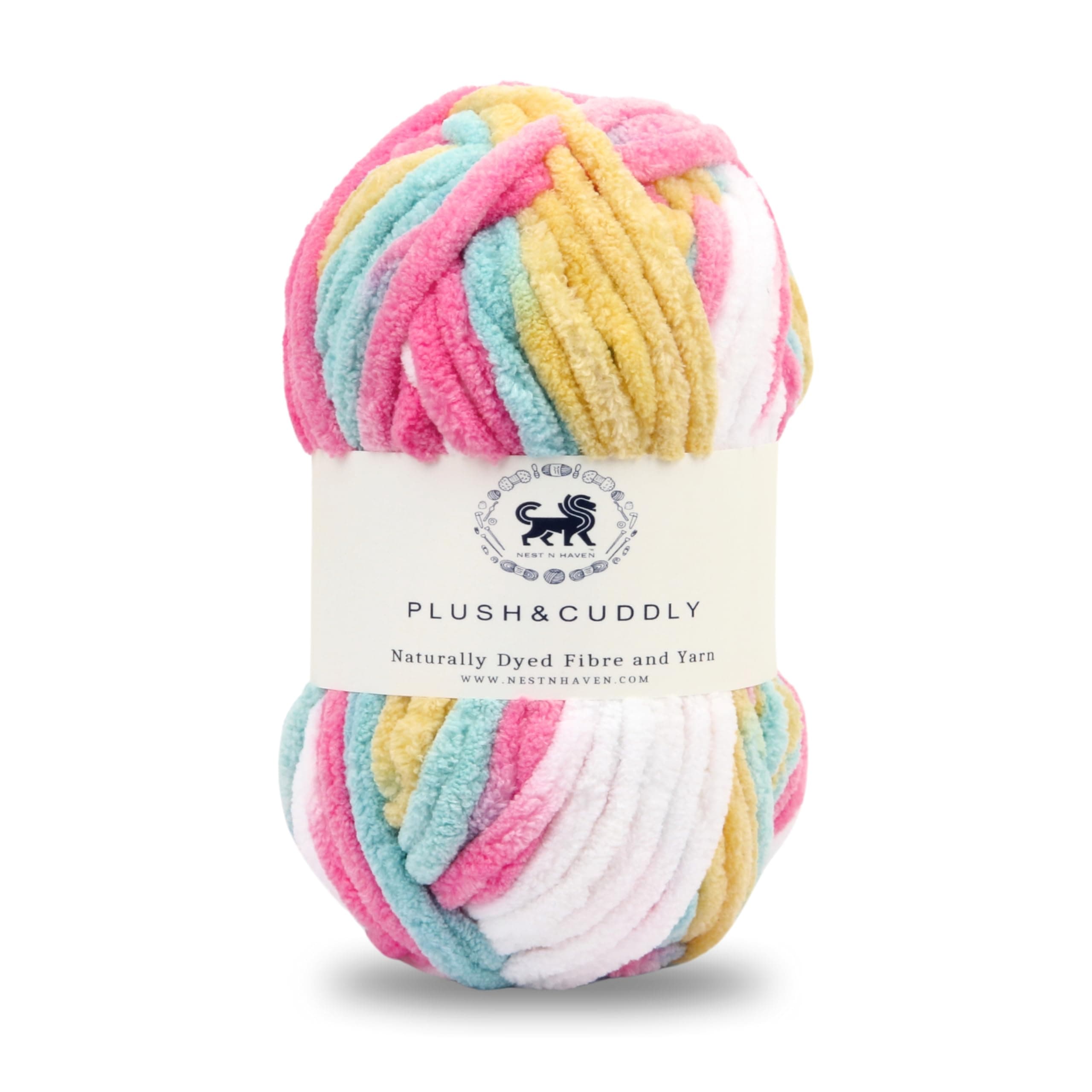 NESTNHAVEN, Wool, Plush & Cuddly, Chenille Yarn Supersoft Knitting Blankie Wool Ball, (1 Ball/100 Gram Each) Multi Colour Ball Suitable for Craft, Babywear, Baby Blankets, 5 Bulky, Shade no - NNHB008