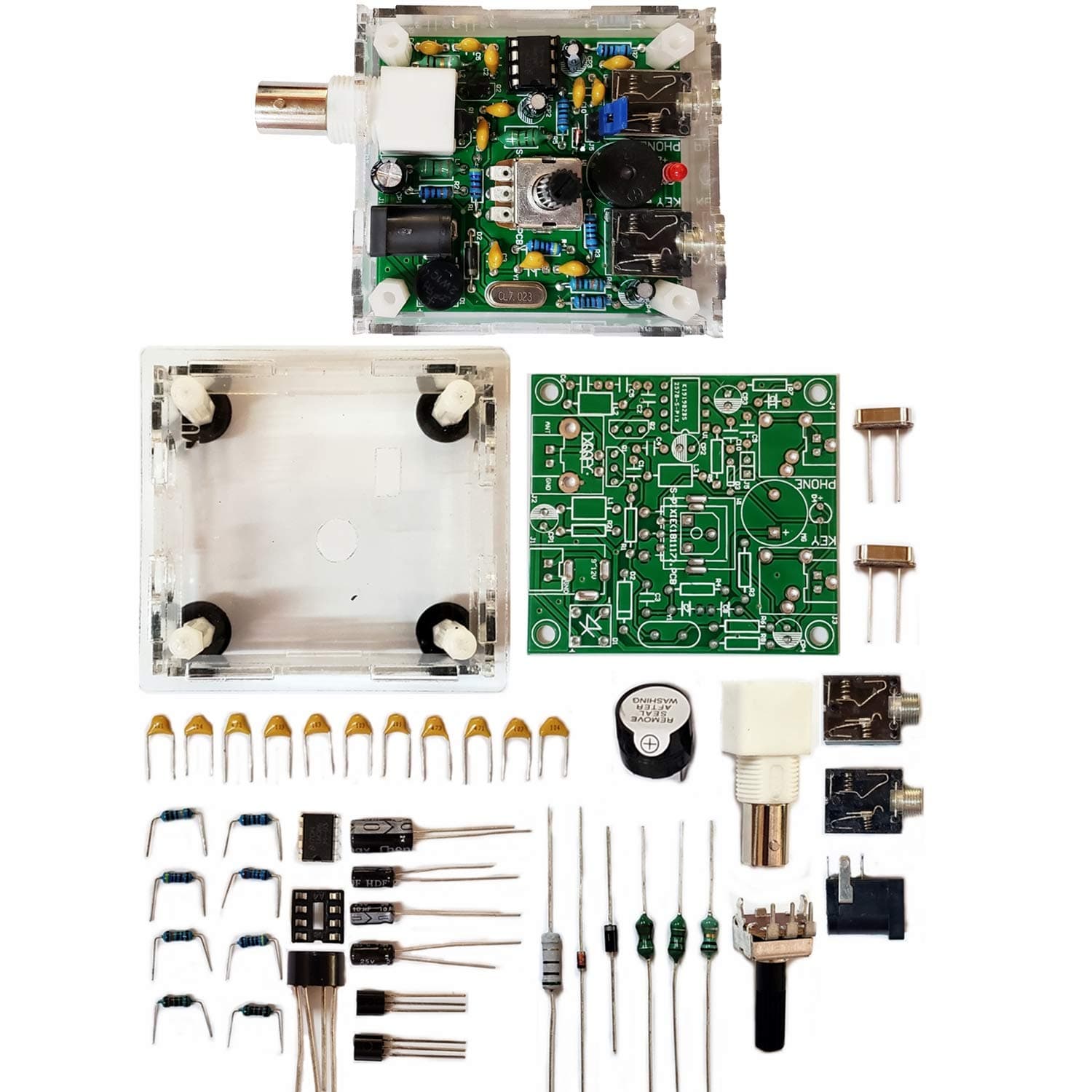 S-Pixie CW QRP Ham Amateur Shortwave Radio Transceiver 7.023 7.050 Mhz DIY Kits with Transparent Acrylic Shell