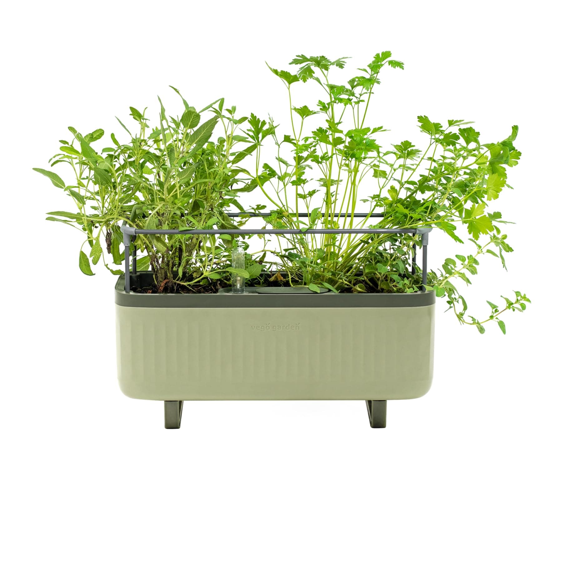 Herb Indoor Plant Box, Self Watering Planters Pots for Indoor Plants with Trellis for Kitchen Window Sill or Countertop Plants Cage - Sage Green