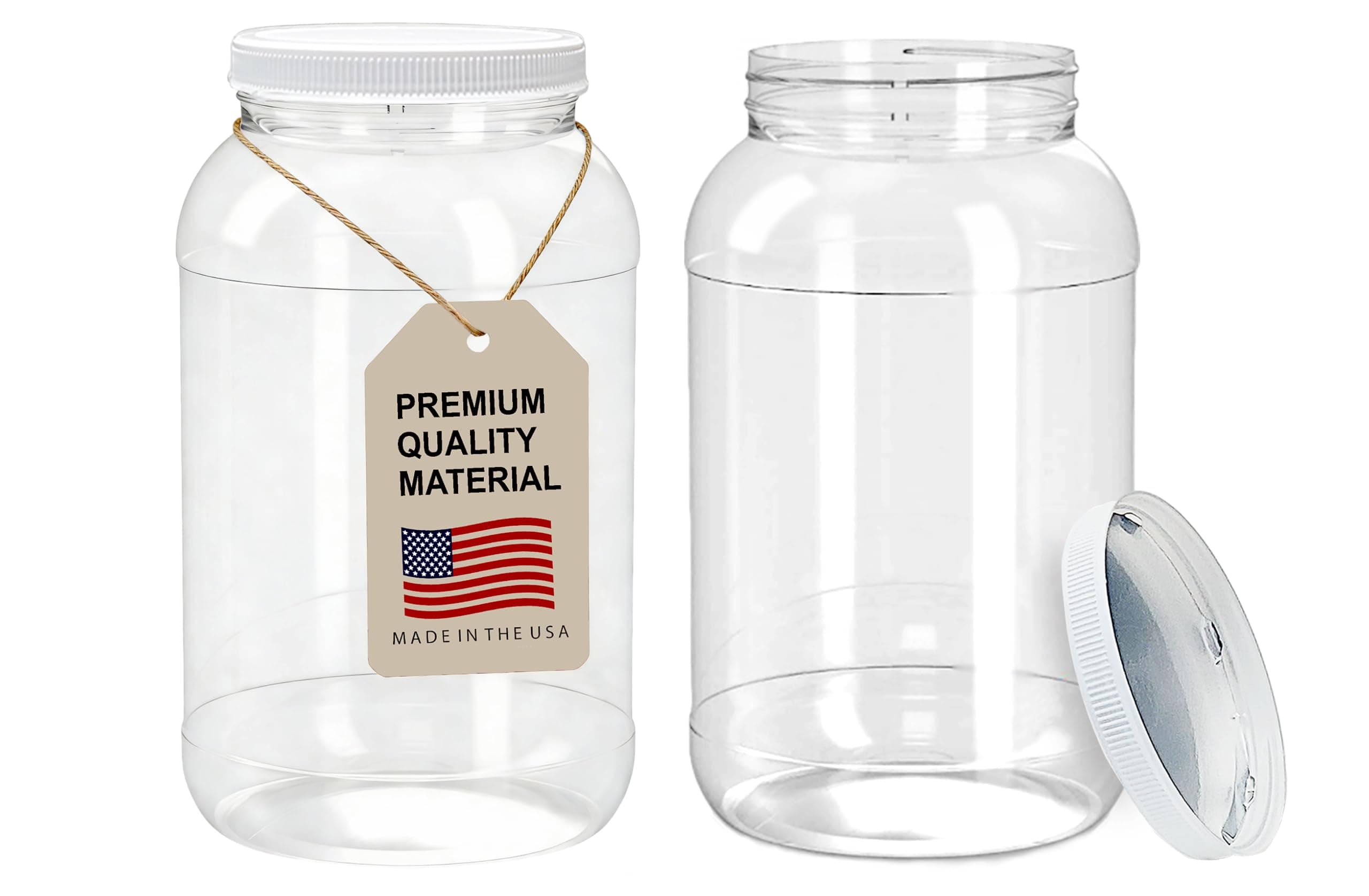 ljdeals 1 Gallon Clear Plastic Jars with Lids, Wide Mouth Storage Containers, Pack of 2, BPA Free, Food Safe, made in USA
