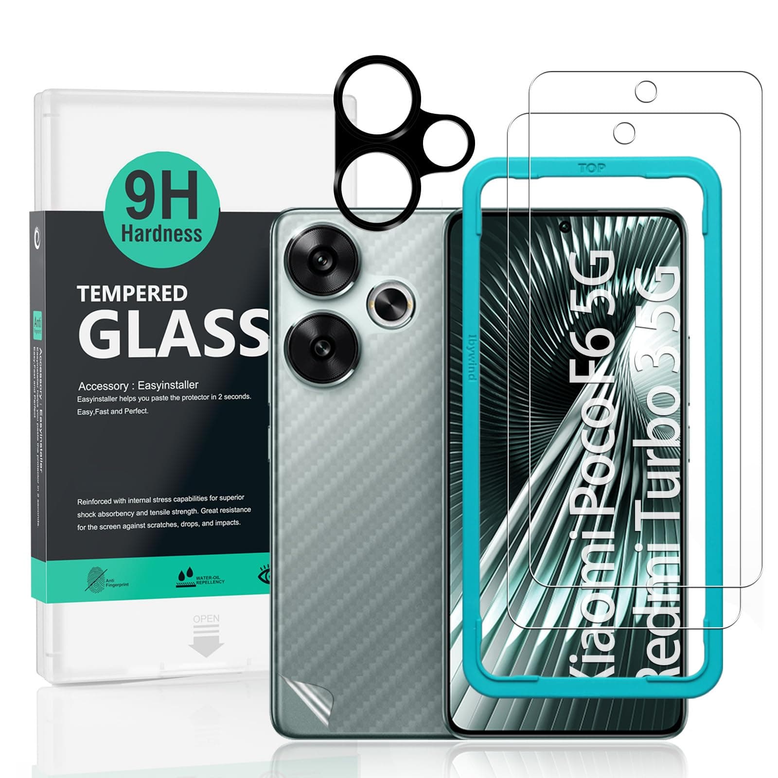 Ibywind Screen Protector For Xiaomi Poco F6 5G/Redmi Turbo 3 5G 6.67"[2 Pack],9H Hardness Tempered Glass,With 1Pc Camera Lens Protector,Easy to Install