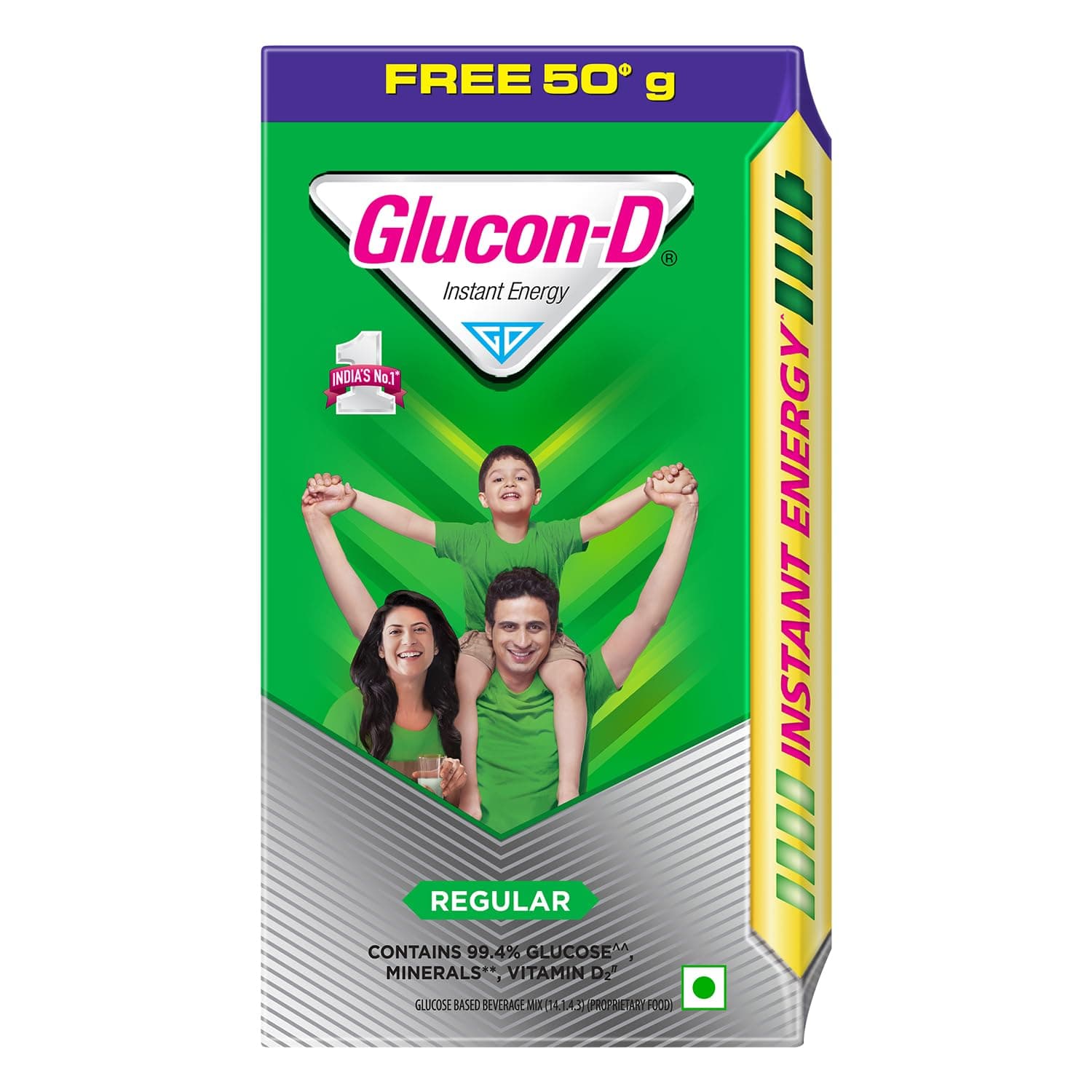 Glucon-D Regular Glucose Powder(200g+50g, Refill)| For Tasty Glucose Drink| Provides Instant Energy| Vitamin D2 Supports Immunity