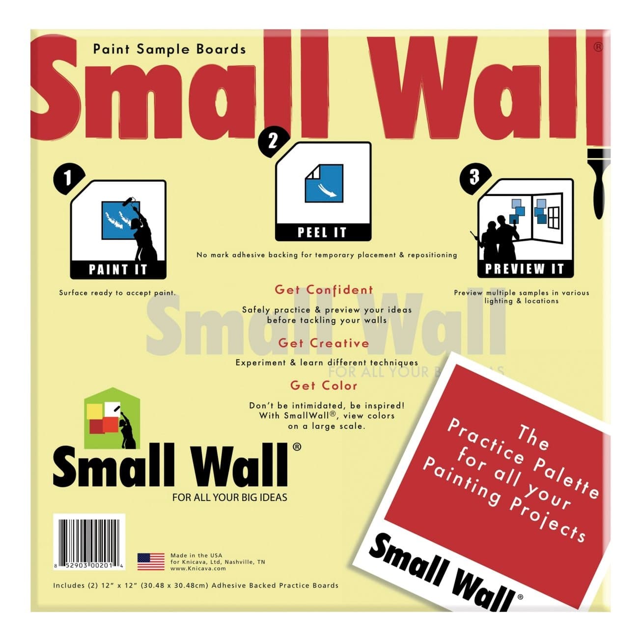 SW001-1212-2PK 12-Inch by 12-Inch Adhesive Backed Paint Sample Board, 2-Count