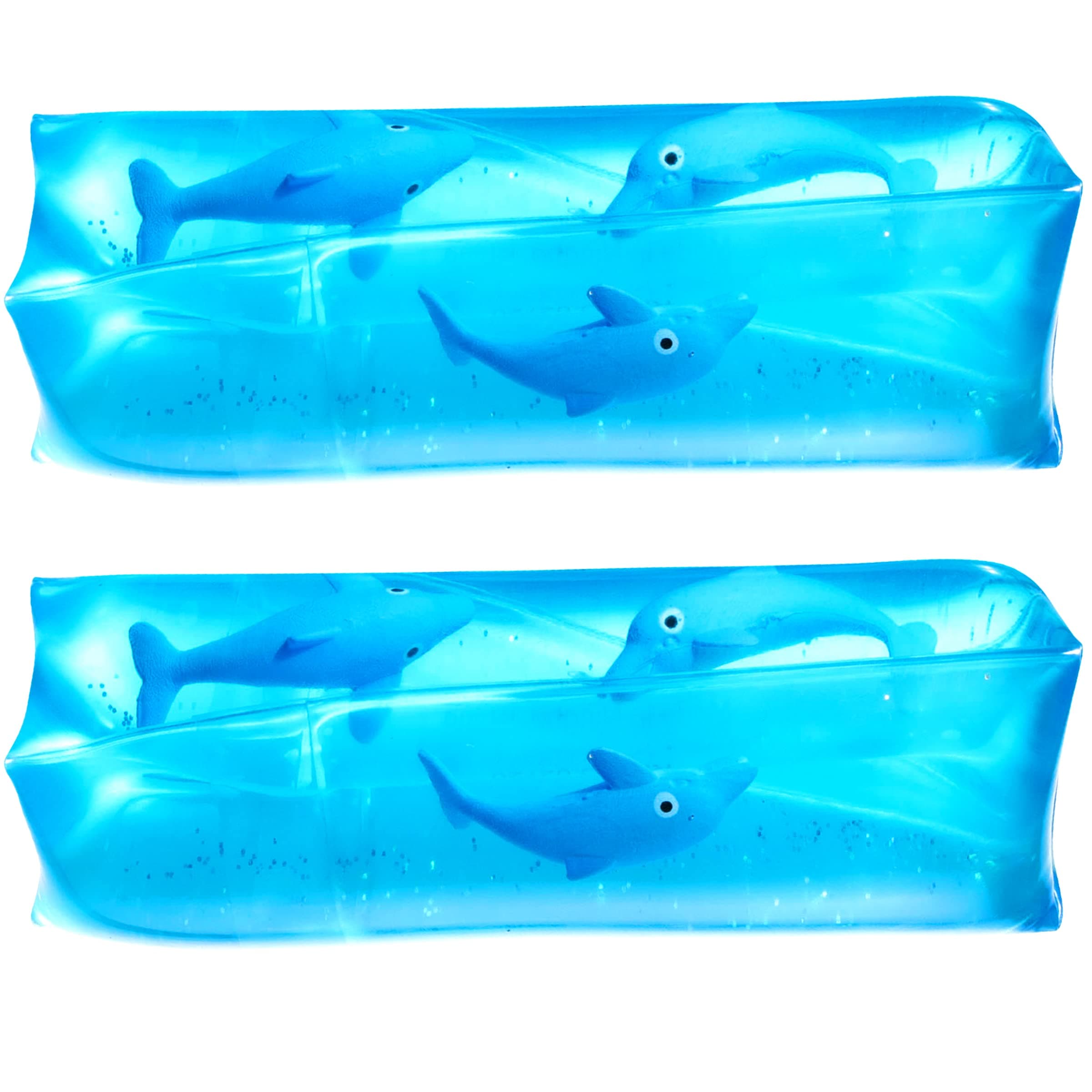 Dolphin Water Wiggler Toy - (Pack of 2) 4.75-Inch Water Snake Sensory Fidget Toys & Slippery Water Tube for Birthday Party Favor or Game Prizes for Kids