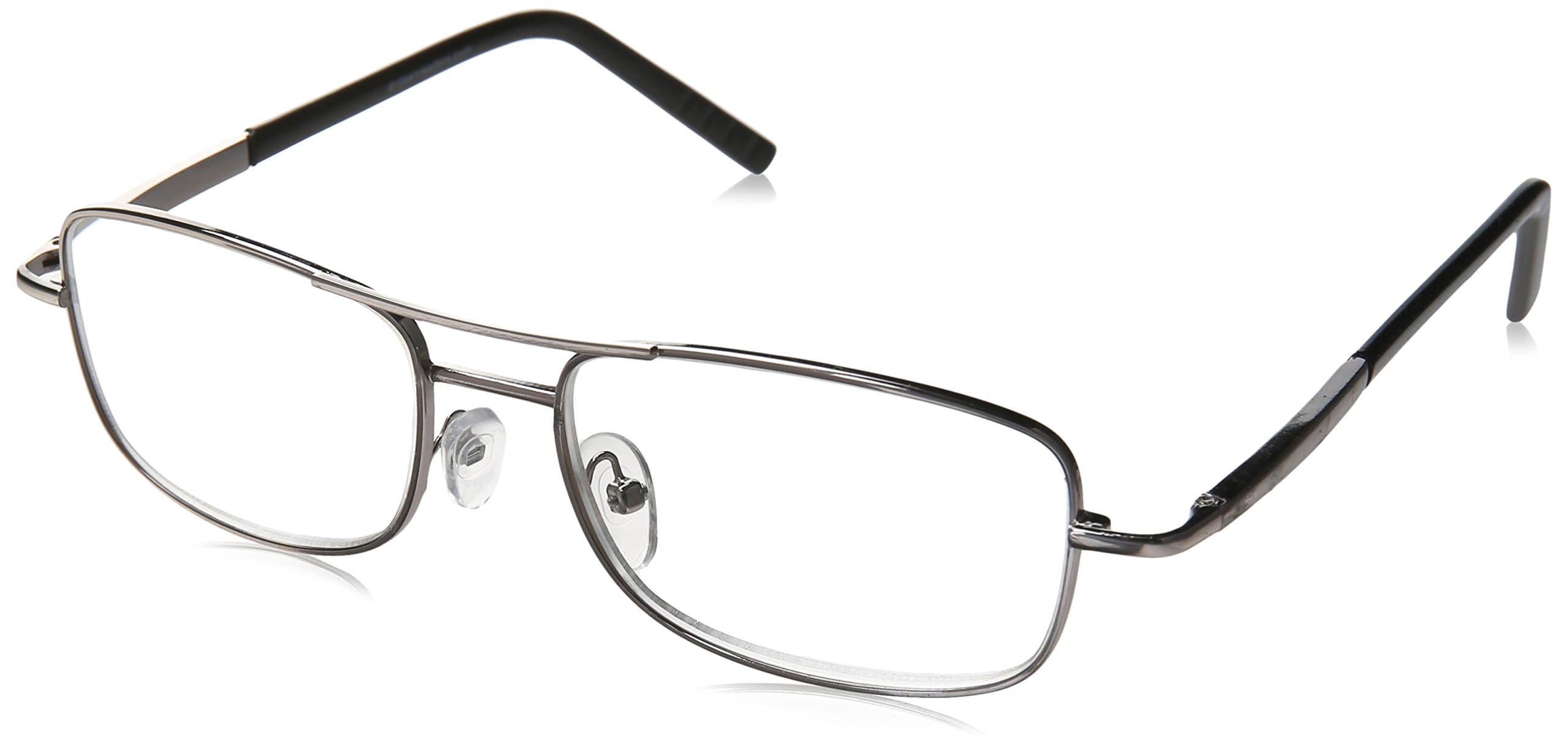 Dr. Dean Edell Premier Silver Metal Aviator with 3/4 Length Black Plastic Temple Tips and SH and DDE Case, 2.50, 0.200 Ounce