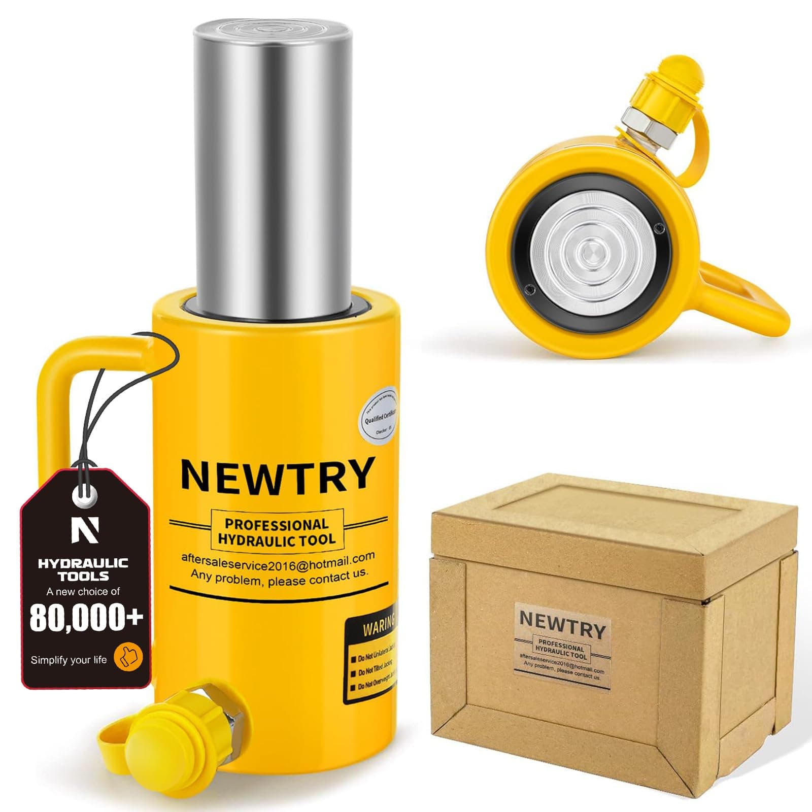 NEWTRY 20 ton Hydraulic Cylinder Long Jack 4” Stroke Porta Power Ram Jack Lifting Cylinder Retract Automatically for Shipbuilding Bridge Construction