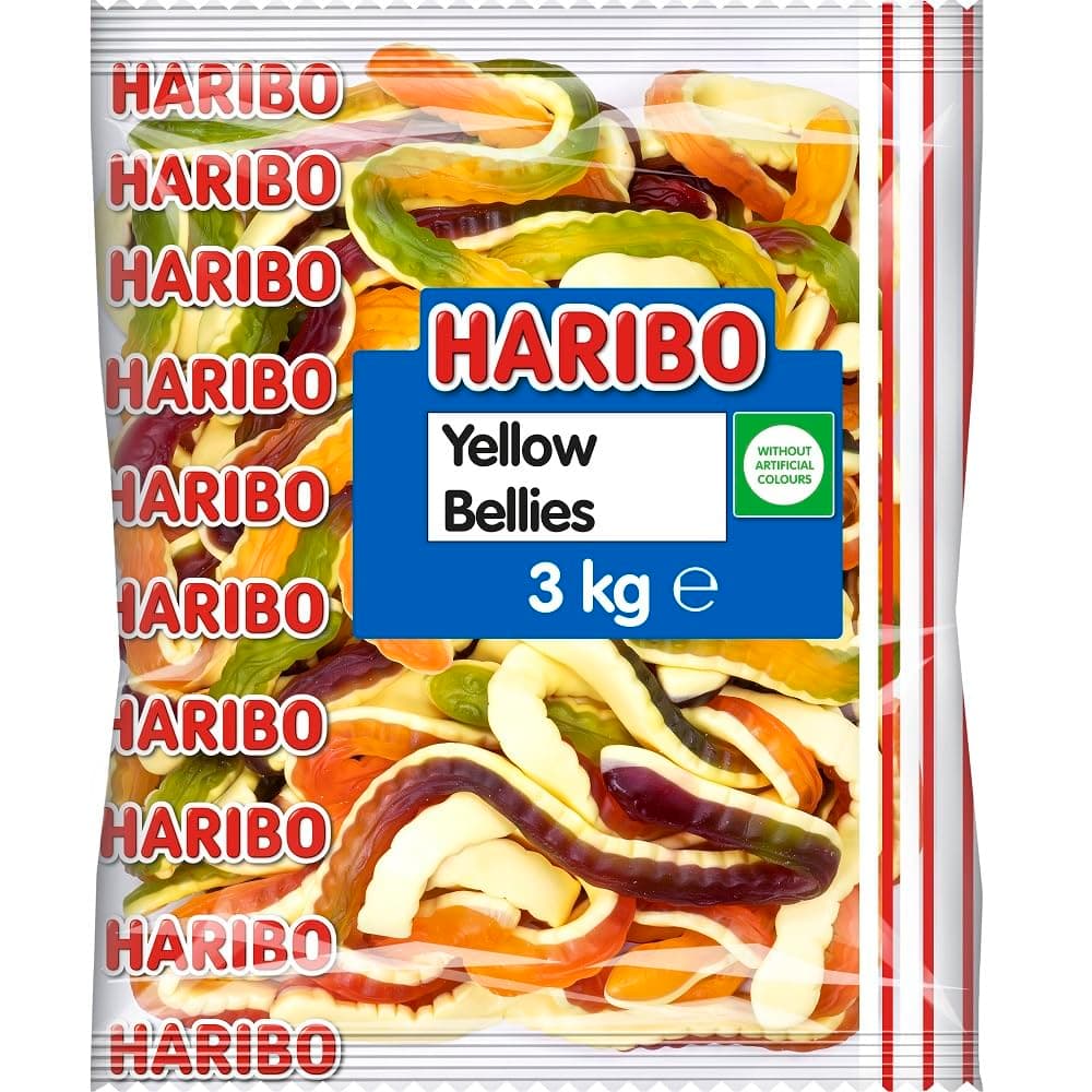 HARIBO Yellow Belly Giant Snakes, Yellow Bellies Bulk Sweets, 3 kg (Pack of 1)