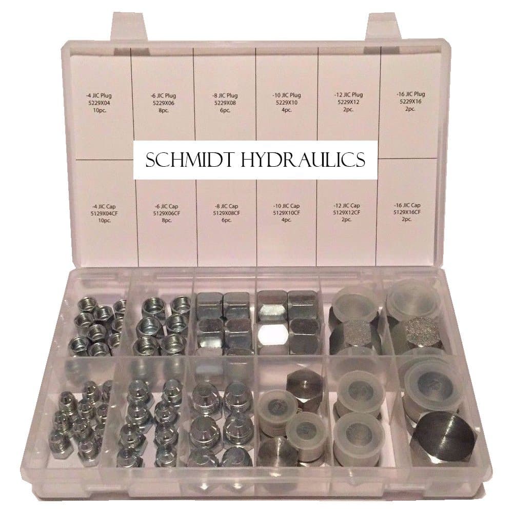 37 Degree Flare 64 Pcs Lot JIC Hydraulic Adapter Compression Fitting Plug & Cap ?an? Kit Set for High Pressure Fuel Delivery and Fluid Power Applications