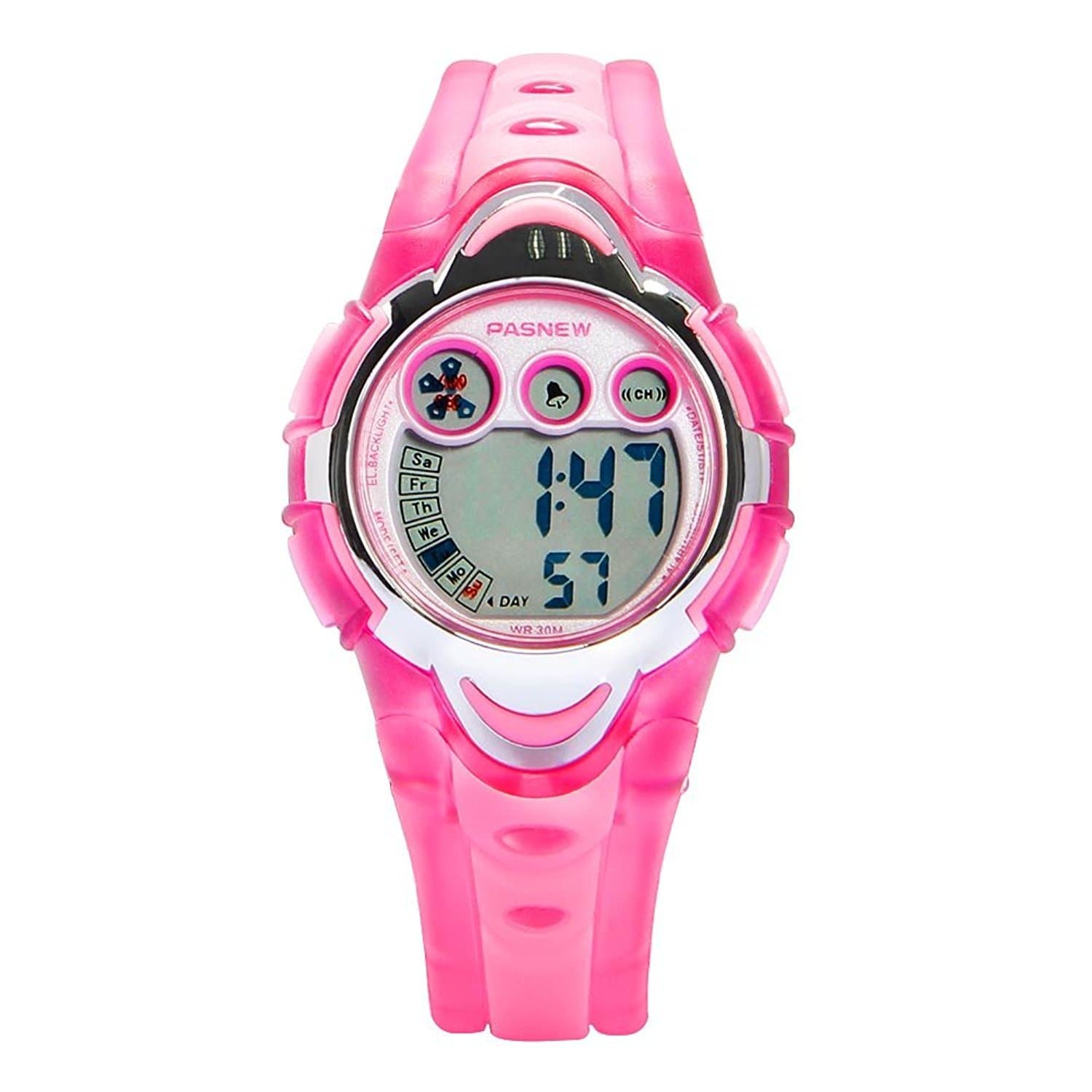Jewtme Pasnew Fashion LED Water-Proof Sport Digital Wrist Watch for Teens Boys Girls Pink