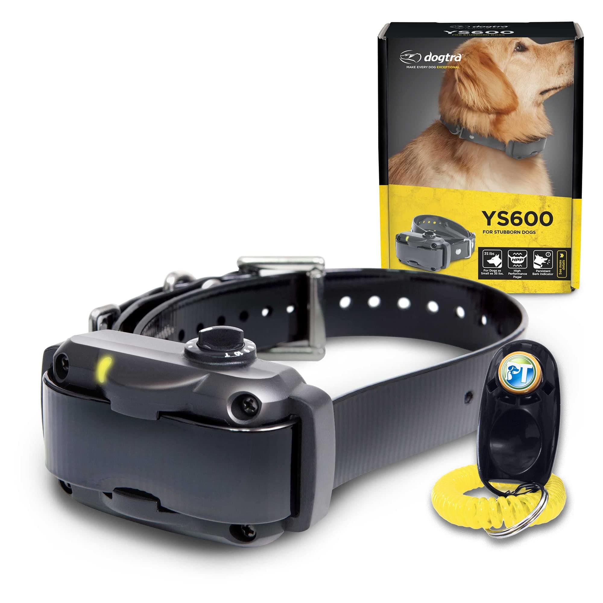 Dogtra YS600 Anti Bark Collar for Medium to Large Dogs, Adjustable 10 Intensity Levels, Vibration Warning, Low/High Stimulation, Waterproof, 2-Hour Quick Charge Rechargeable Battery, w/PetsTEK Clicker