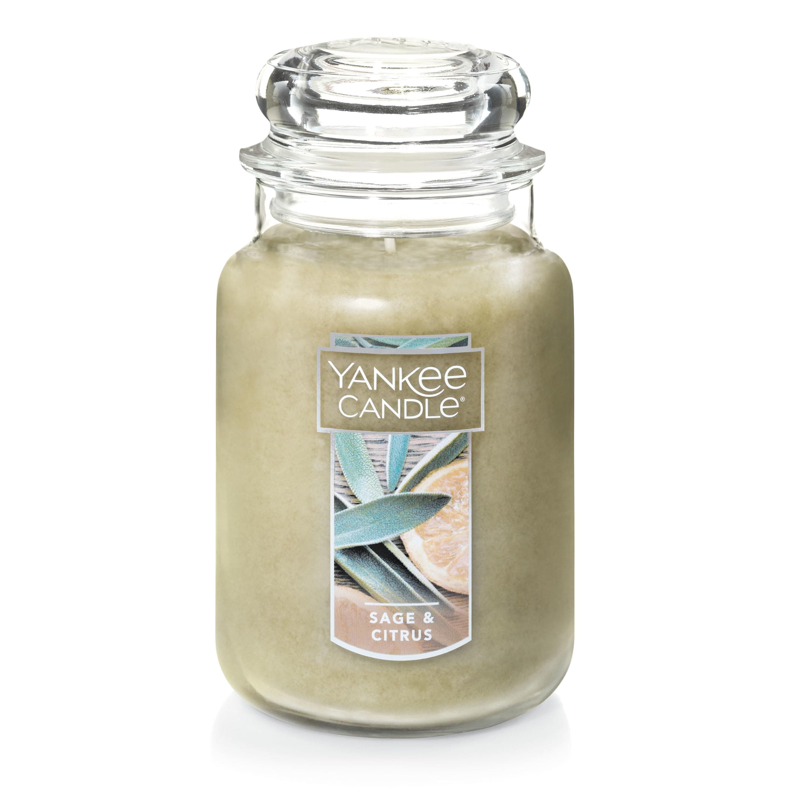 Yankee Candle 115471 Sage & Citrus Scented 22 oz Single Wick Candle 110+ Hours Burn Time - Perfect Home Decoration or Gift Classic Large Jar, Ivory