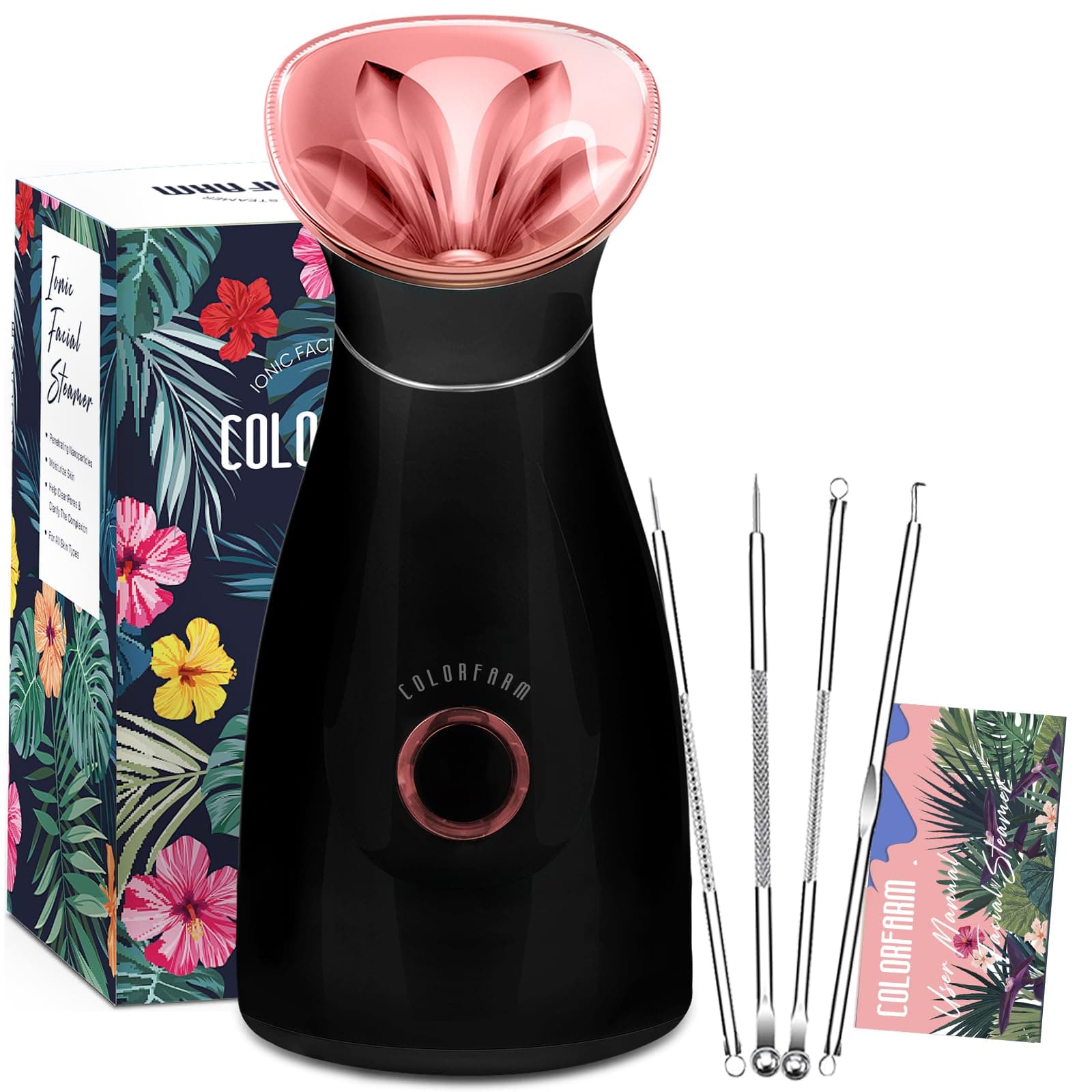 Colorfarm Facial Steamer Nano Ionic: Face Steamer Deep Cleaning Unclogs Pores - Humidifier Warm Hot Mist Home Sauna Spa for Women Men Sinuses Moisturizing