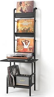 Record Player Stand with Vinyl Storage for up to 200 Albums, Turntable Stand with Record Holder Display Shelf