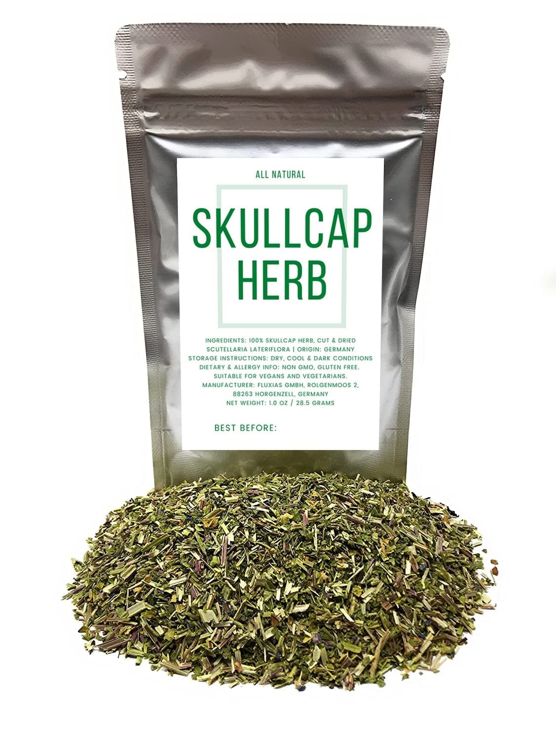 Skullcap Scutellaria Scullcap Herb from Germany - Organic, Cut & Dried Scutellaria Lateriflora - Net Weight: 1oz/28.5g