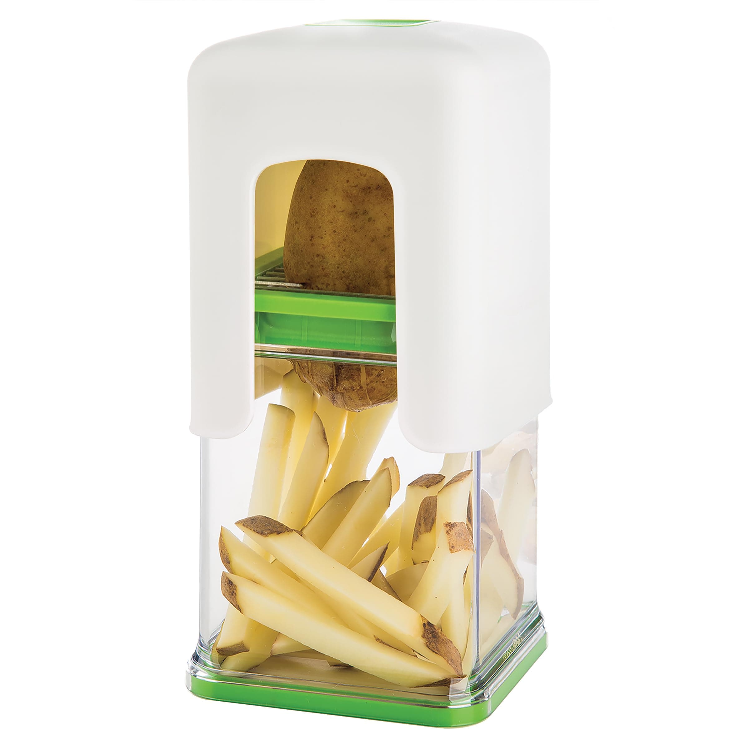 Prepworks by Progressive Tower Fry Cutter, Quickly Slice Perfect French Fries, Veggie Sticks, Onions, Carrots, Non-Skid Base, Easy to Clean Dishwasher Safe
