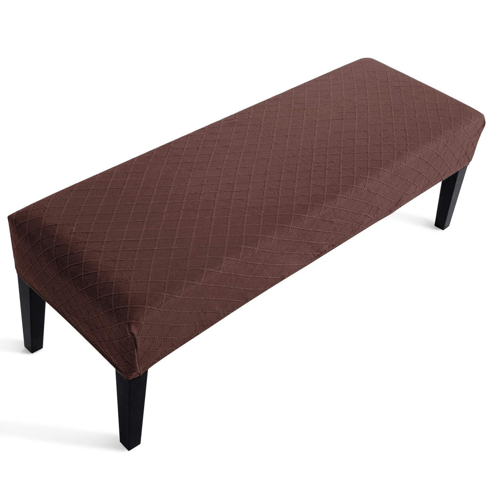 FuloonStretch Jacquard Dining Bench Cover - Anti-Dust Removable Bench Slipcover Washable Bench Seat Protector Cover for Living Room, Bedroom, Kitchen (Chocolate)
