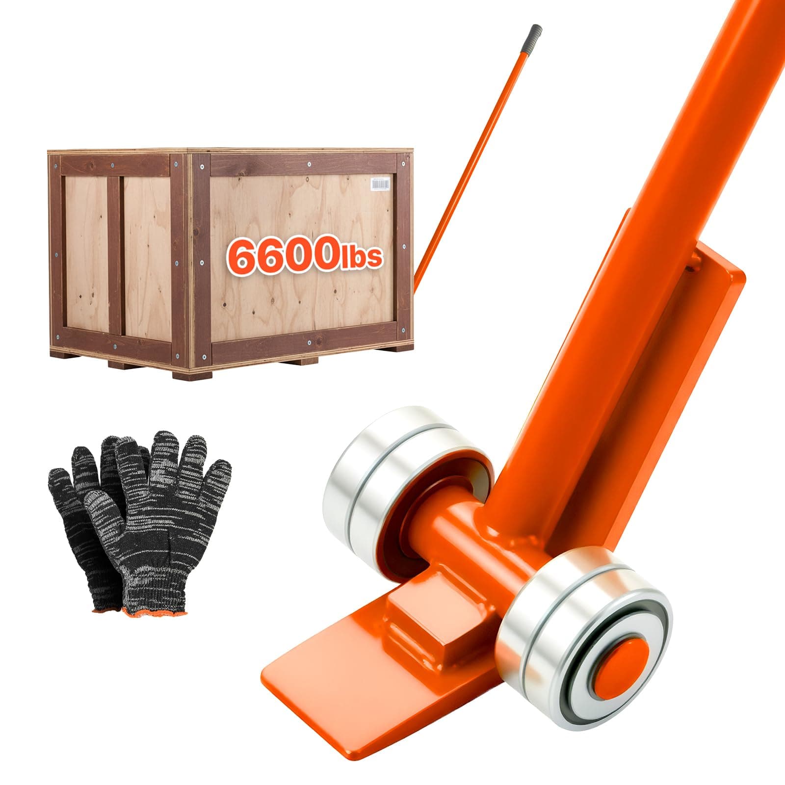 VEVOR Prylever Bar, 3T/6600lbs Load Capacity, 4.5FT Length Steel Handle Lever Dollyr with 2.8'' Wheels for Large Pallets, Heavy Items, Concrete Blocks, Heavy Duty Equipment Handling