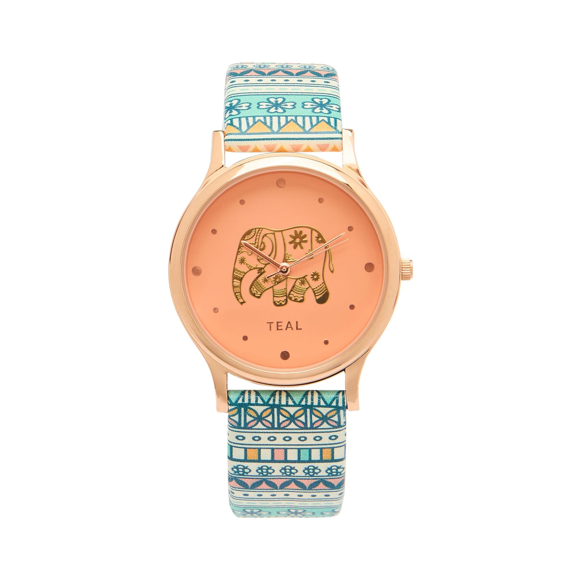 TEAL BY CHUMBAK Round Dial Analog Watch for Women|Peranaken Tales Collection| Printed Vegan Leather Strap|Gifts for Women/Girls/Ladies |Stylish Fashion Watch for Casual/Work