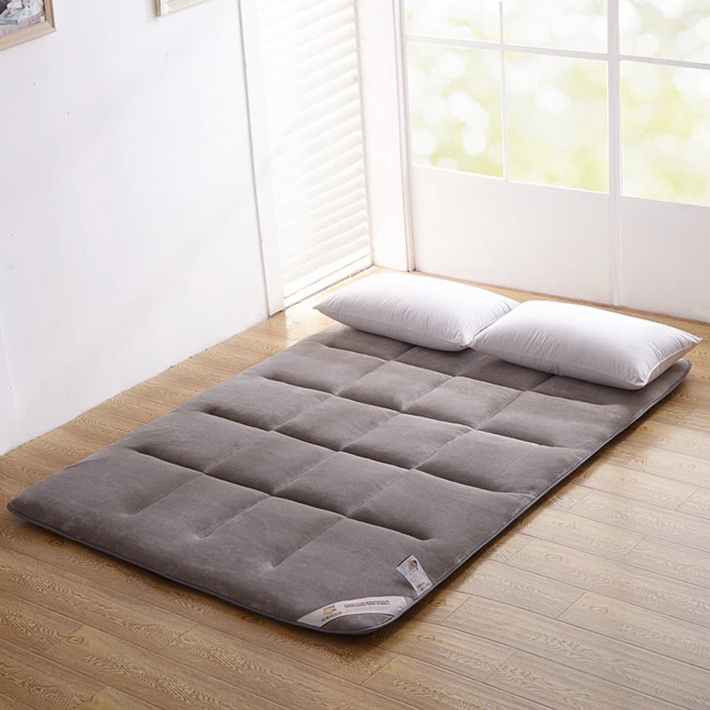Gray Grey Flannel Japanese Floor Futon Mattress. Sleeping Mattress, Tatami Mat, Japanese Bed Roll, Foldable Roll Up Mattress, Rolling Bed Shikibuton. Twin Size