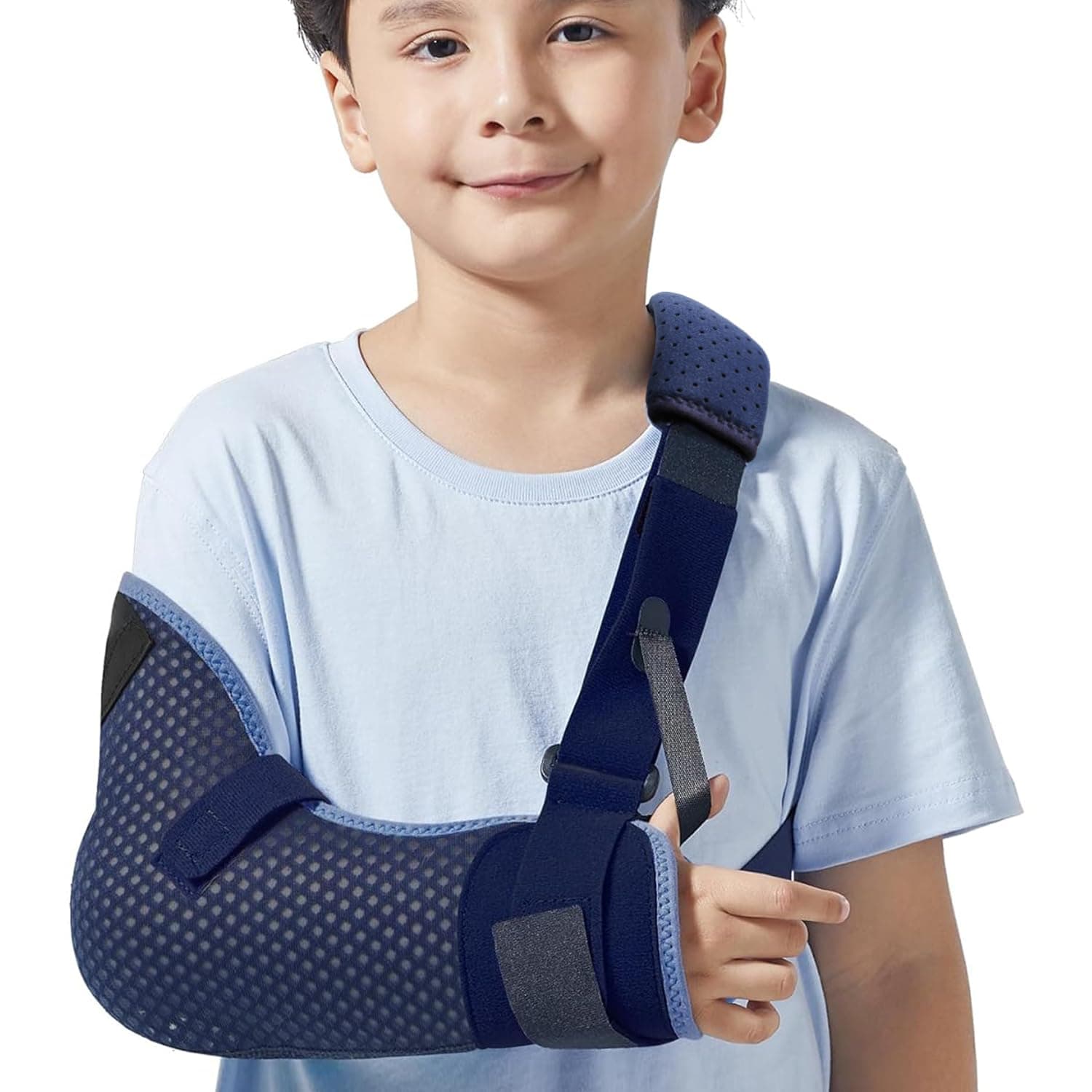 Velpeau Kids Arm Sling Shoulder Immobilizer with Waist Strap, Ventilated & Breathable Design, Arm Support Brace for Children, Boys, Girls (Kids Mesh Version-Right Hand, X-Small)