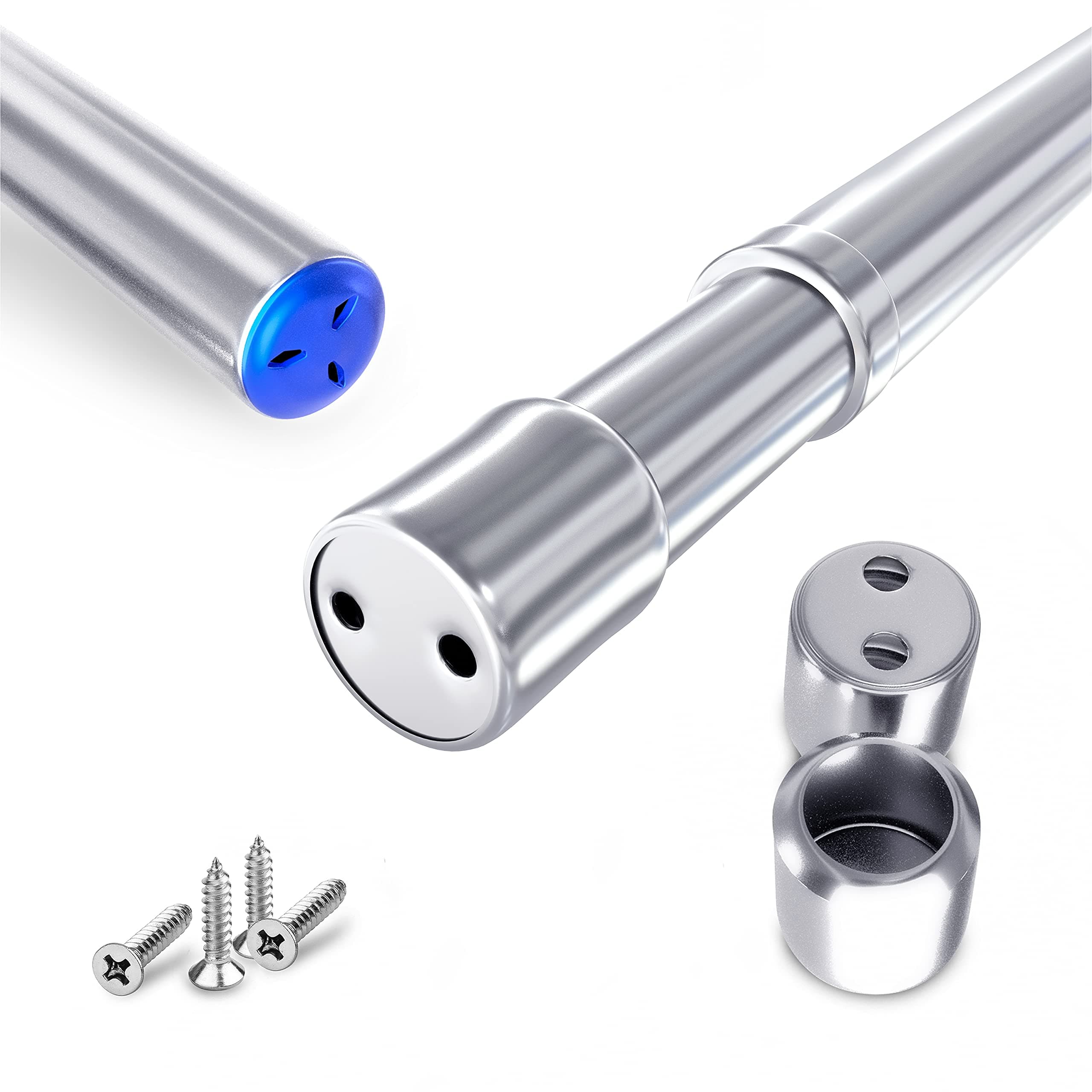 Wardrobe Rail and Fittings 57 100 cm – Stainless Steel Extendable Clothes Rail Pole with End Sockets & Screws Heavy Duty & Rust Resistant for Wardrobe, Shower, Balcony, Windows