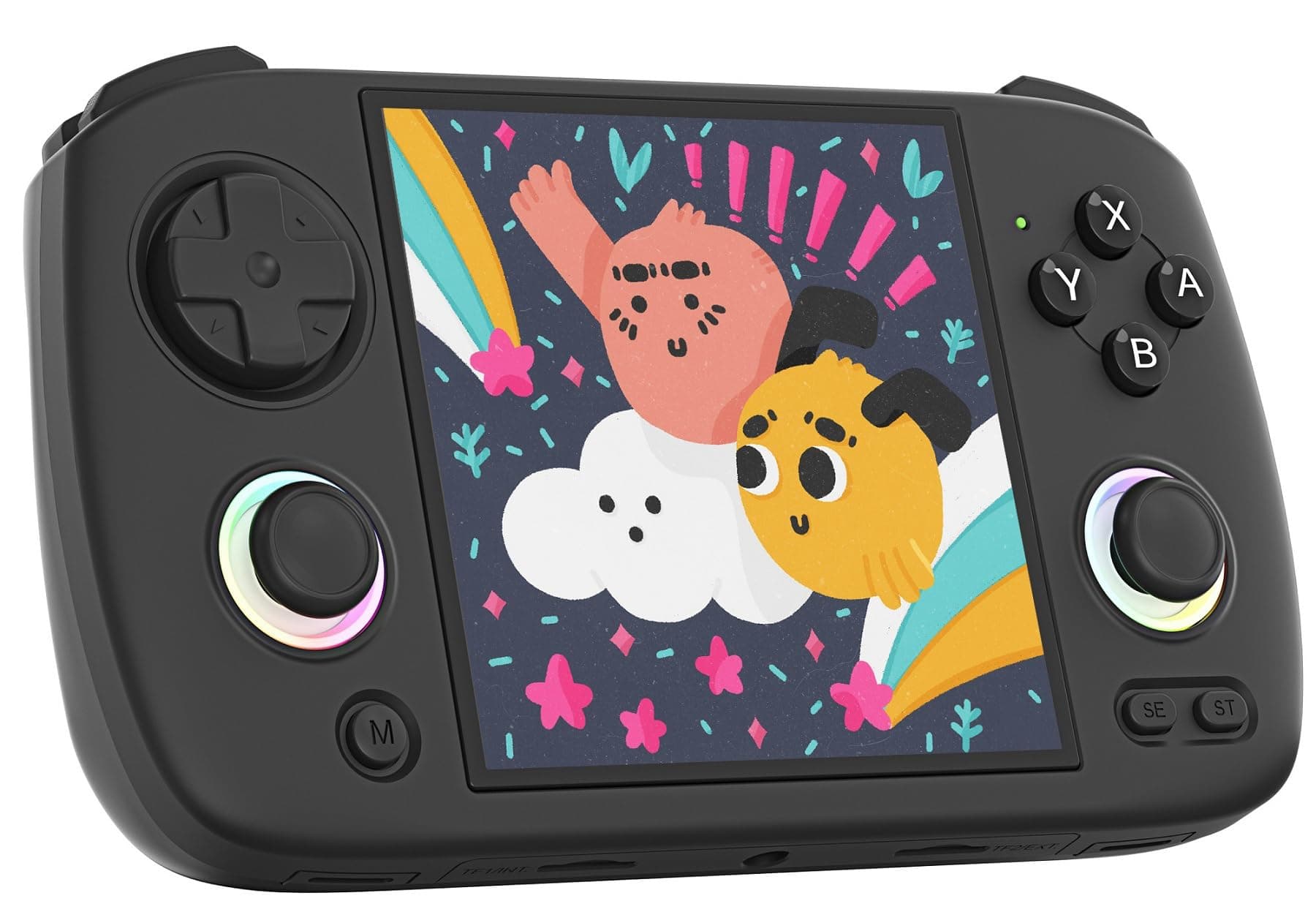 Voacle RG CubeXX Retro Handheld Game Console , 3.95 Inch IPS Screen Linux System Built-in 64G TF Card Support TV Output (Black)