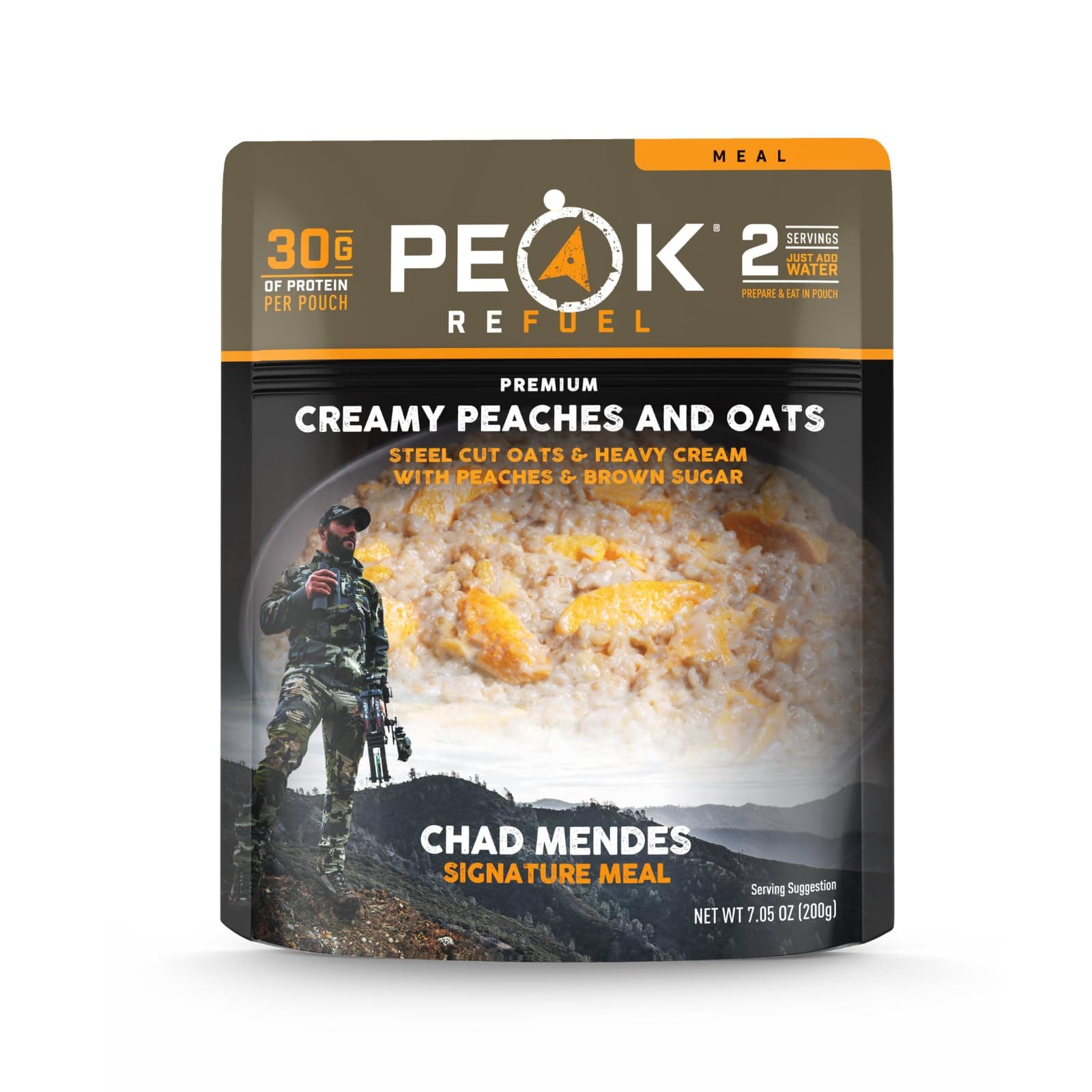 Creamy Peaches and Oats | Chad Mendes Signature Meal | Premium Freeze-Dried Variety Meals | Hunting, Survival, Camping, Backpacking Food | High-Protein Game Meats | MRE | Made in USA