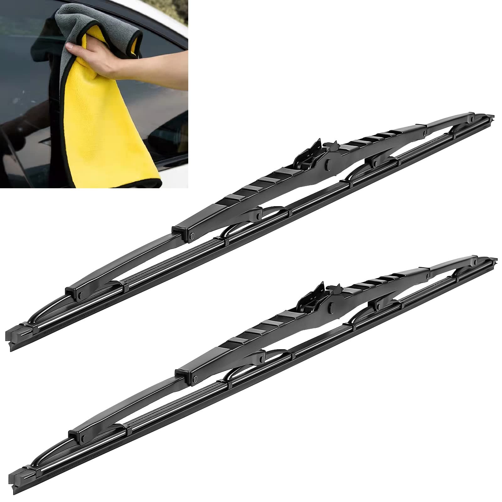 32 Inch Wiper Blade RV Pair or Motorhome rv windshield wipers 32 inch 12mm 9mm J Hook with 1 Pcs Car wash towel 32"/32"(Set of 2)