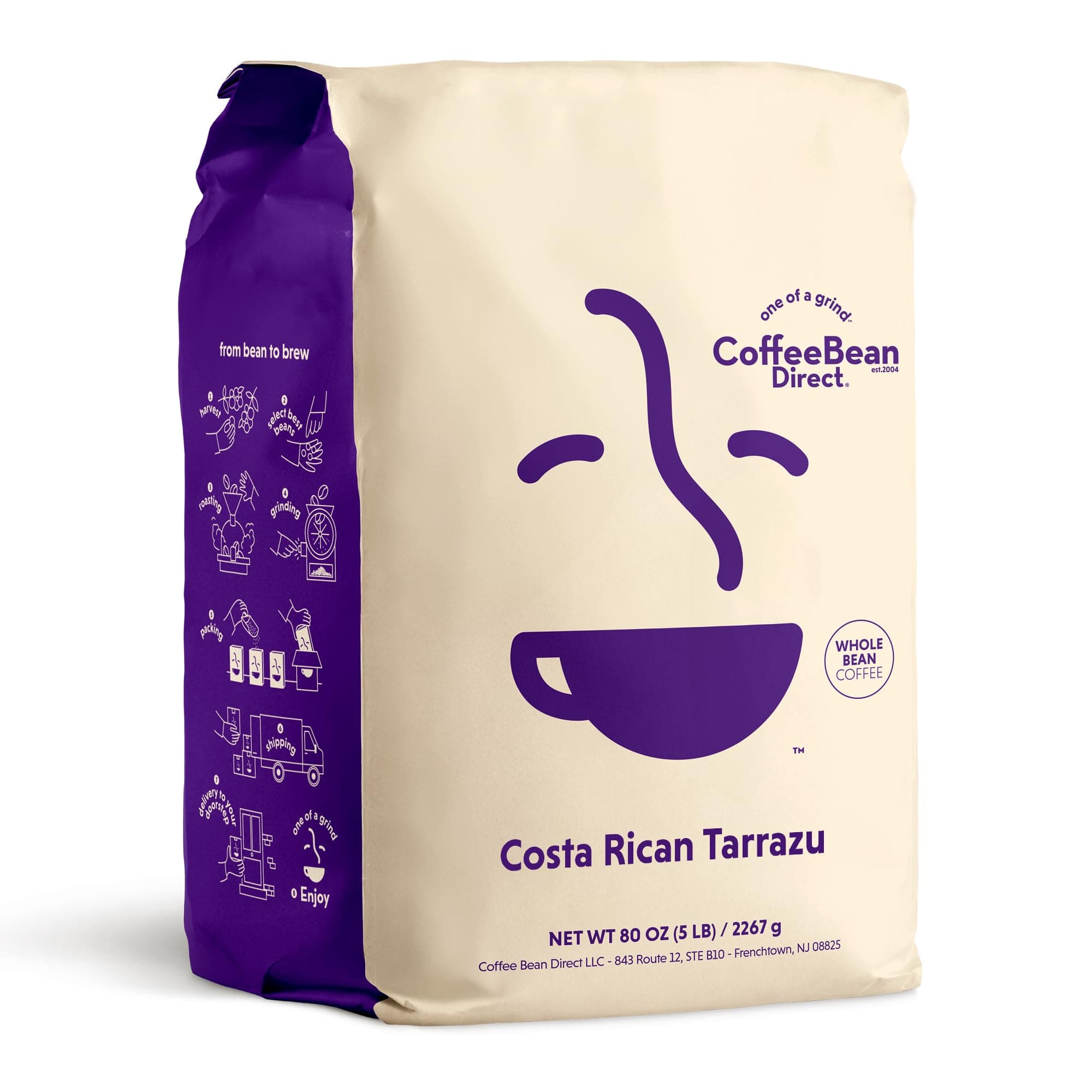 Costa Rican Tarrazu, Whole Bean Coffee, Arabica Coffee, Light Roast, 5 Pound Bag (Pack of 1)