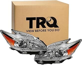 TRQ Driver & Passenger Side Headlight Assembly Set Headlights Driver & Passenger Side Compatible with 2012-2015 Toyota Prius TO2518134 TO2519134