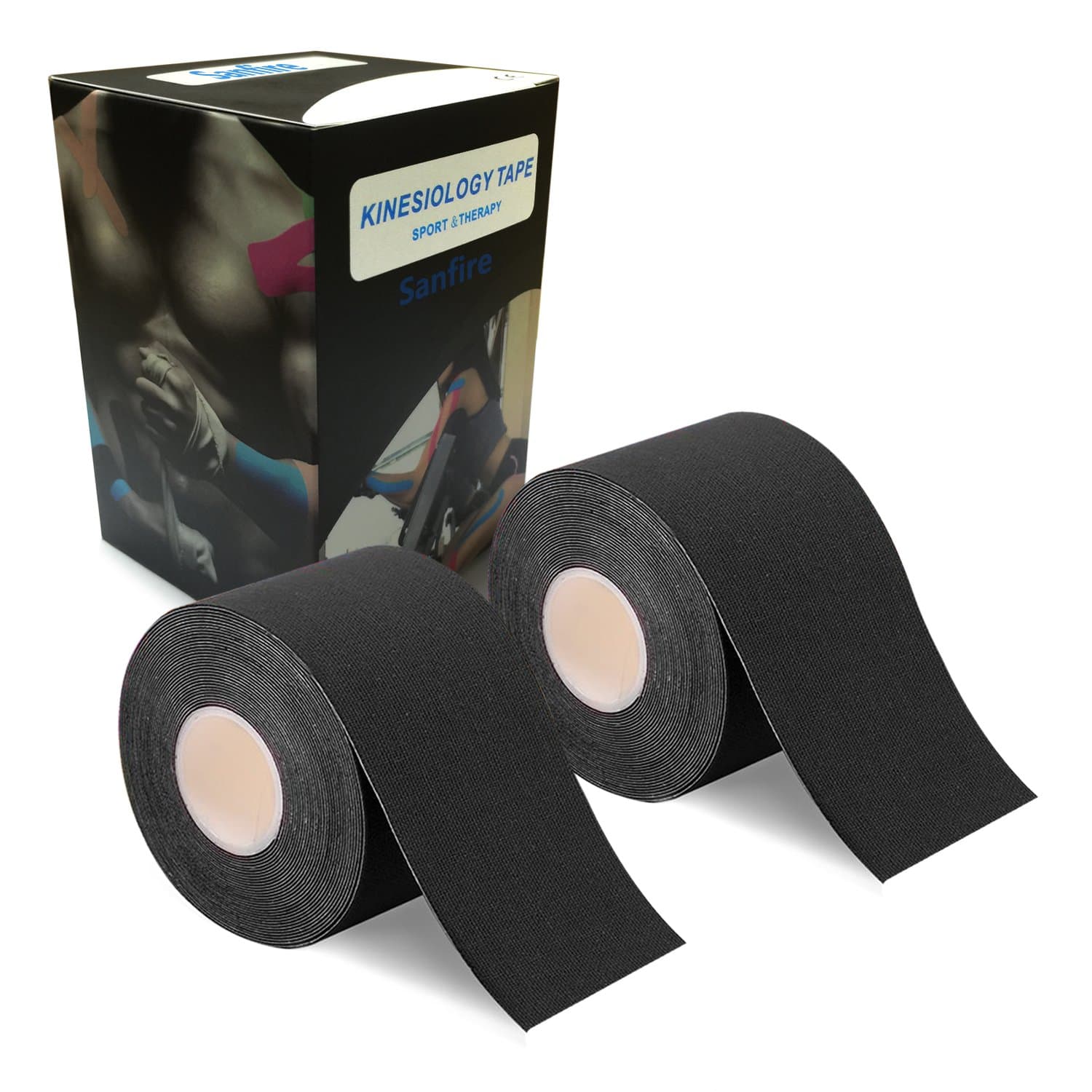 Kinesiology Tape 2 Rolls Combo Pack for Athletic Sports, Recovery and Physiotherapy, Waterproof, Uncut, 2-Inch x 16.4-Feet