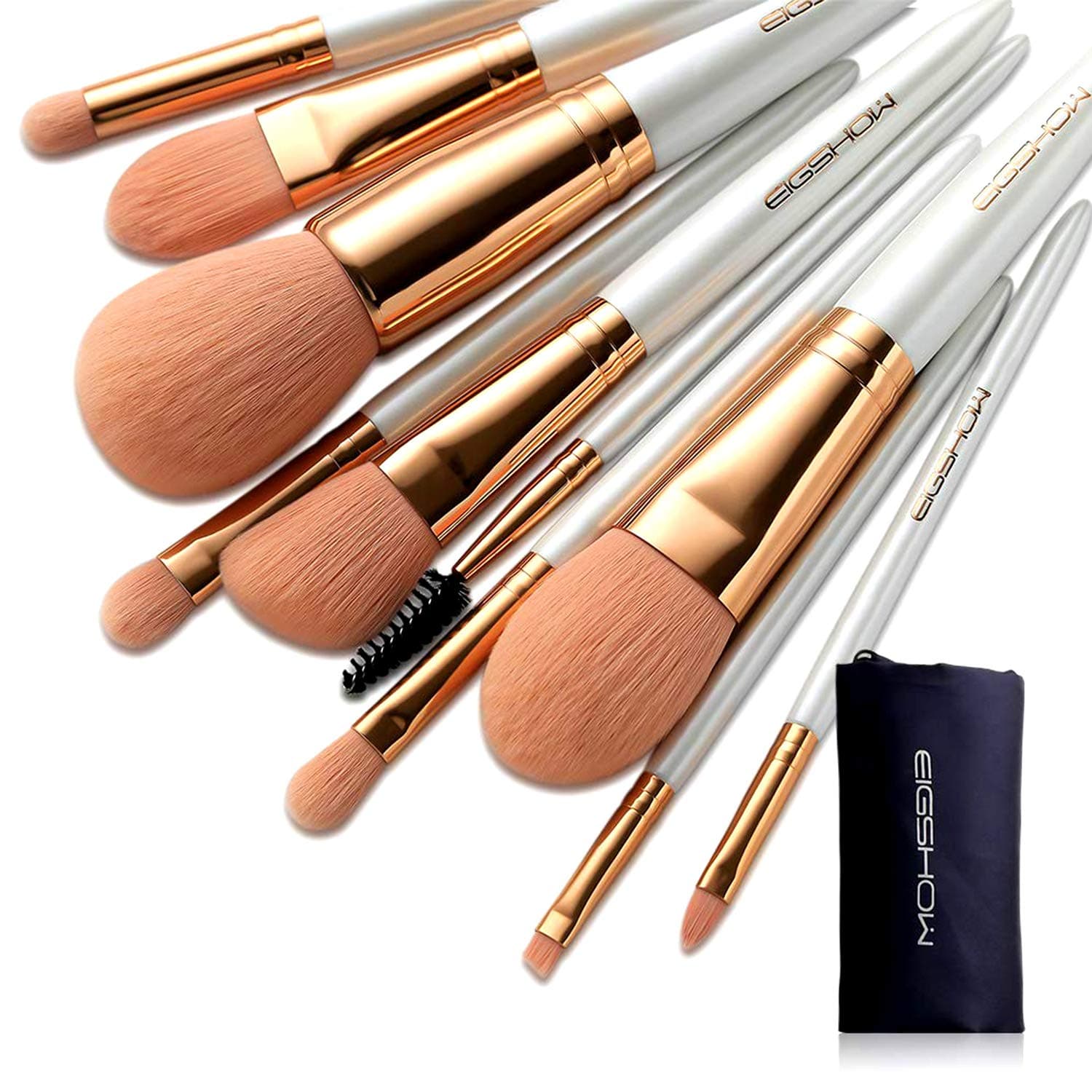 Makeup Brushes Sets, EIGSHOW Vegan Makeup Brushes Cruelty-Free Soft Synthetic Bristles for Foundation Blending Face Powder Lip Blush Contour Eyeshadow(Vegan 10pcs RoseGold)