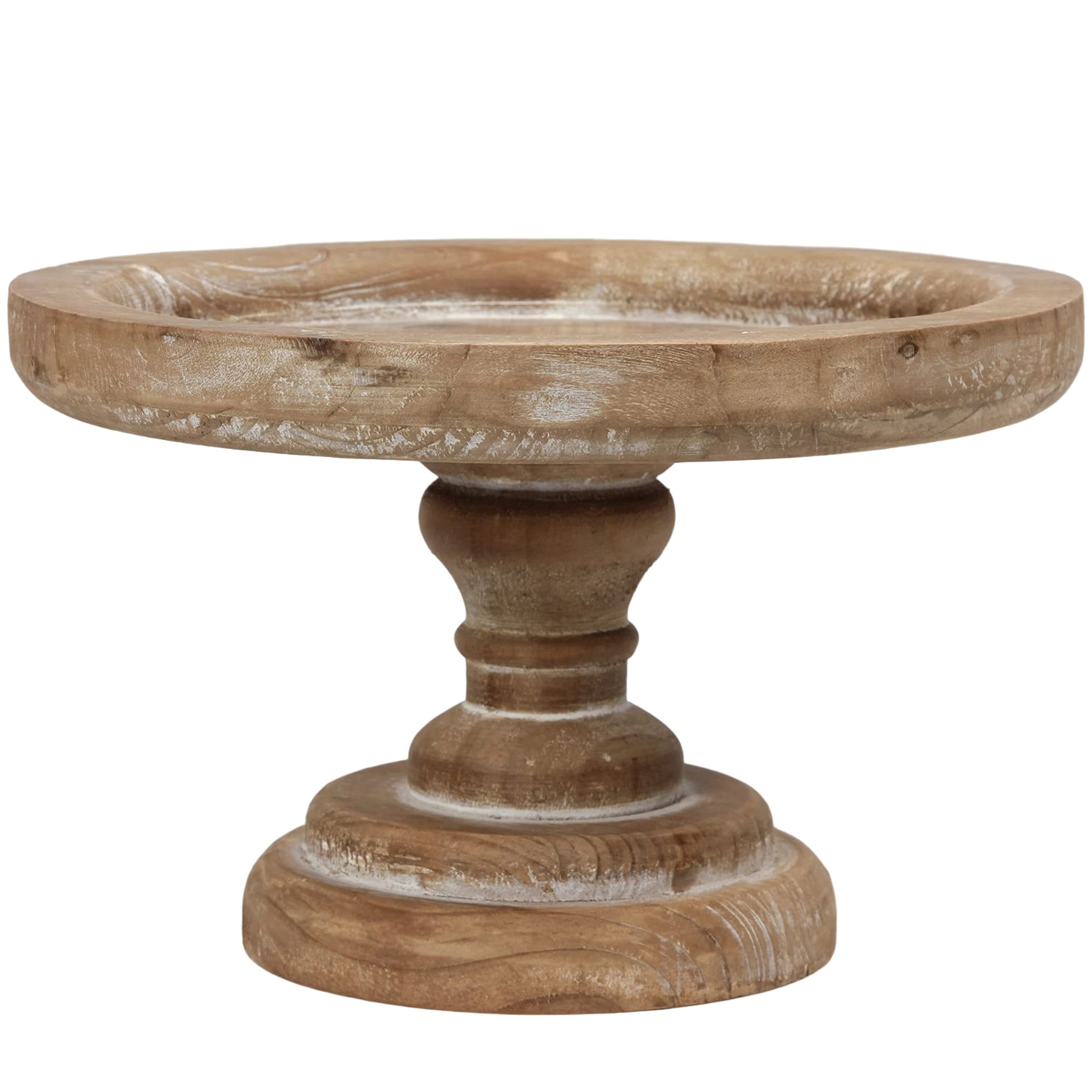 SOFE 11" Rustic Cake Stand, Round Vintage Cup Cake Stand, Natural Wood Cake Stand with Pedestal Dessert Display, Farmhouse Cake Holder Perfect for Weddings, Birthdays and Country Decor