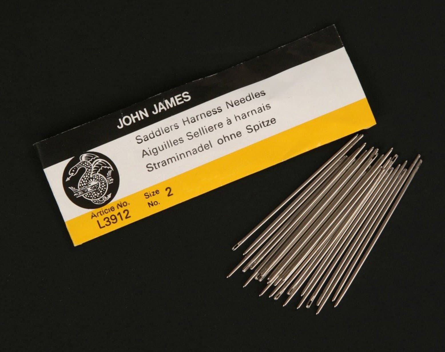 RMLeatherSupply - John James Saddlers Harness Needles (All Sizes) (Pack of 25) Blunt Tip for Leather Sewing … (Size 0 (1/0))