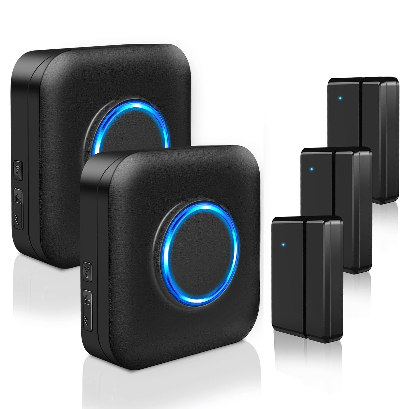 Door Chime Bistee Wireless Door Chimes When Door Open Entry Alarm 600FT Range with 58 Chimes 5 Volume Levels LED Indicator for Business/Home/Office/Stores (2 Plug-in Receiver & 3 Door Sensor)