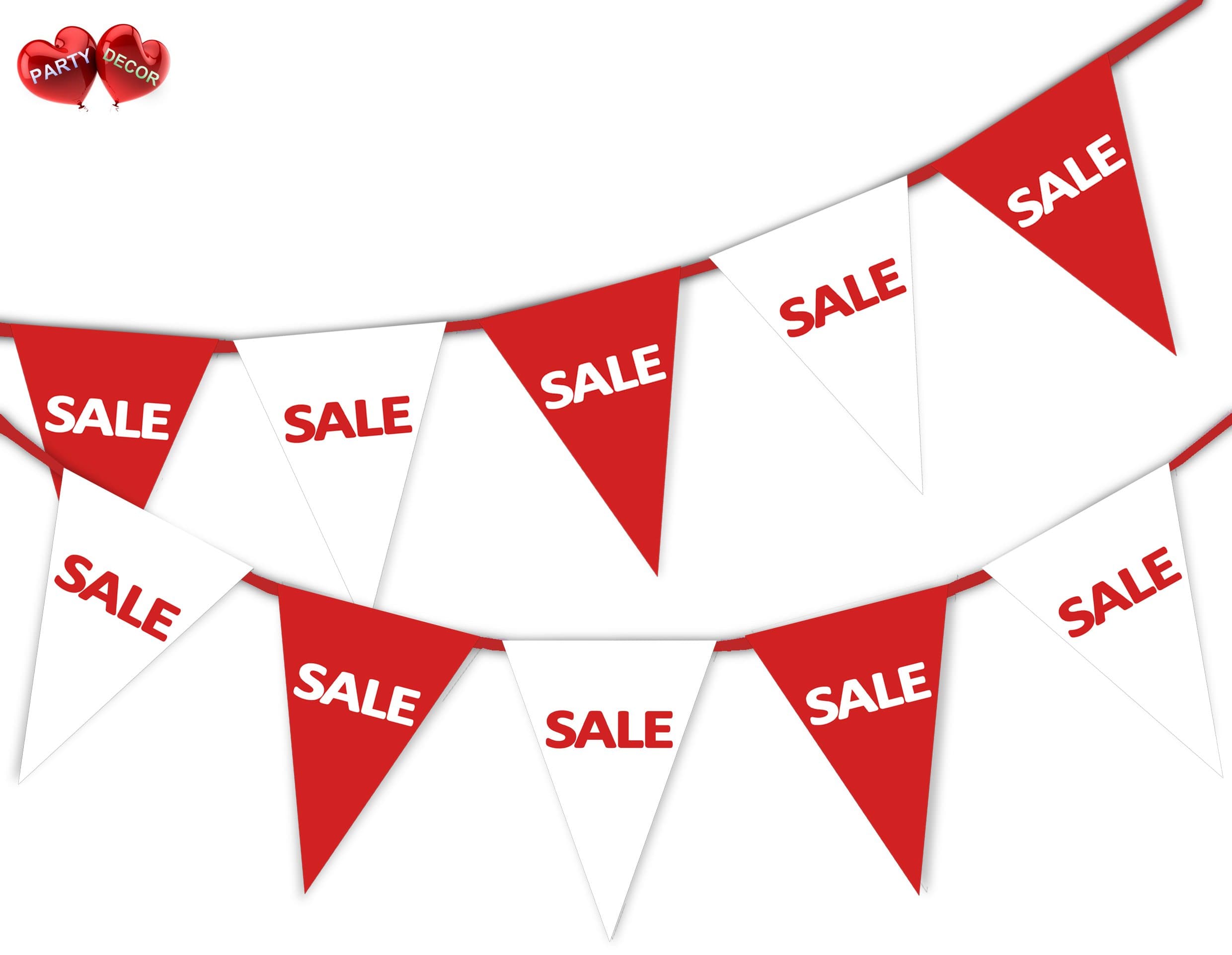PARTY DECOR SALE Red & White Mix Bunting Banner 15 Flags For any shop retail sale and other commercial action - For Guaranteed Success Decoration