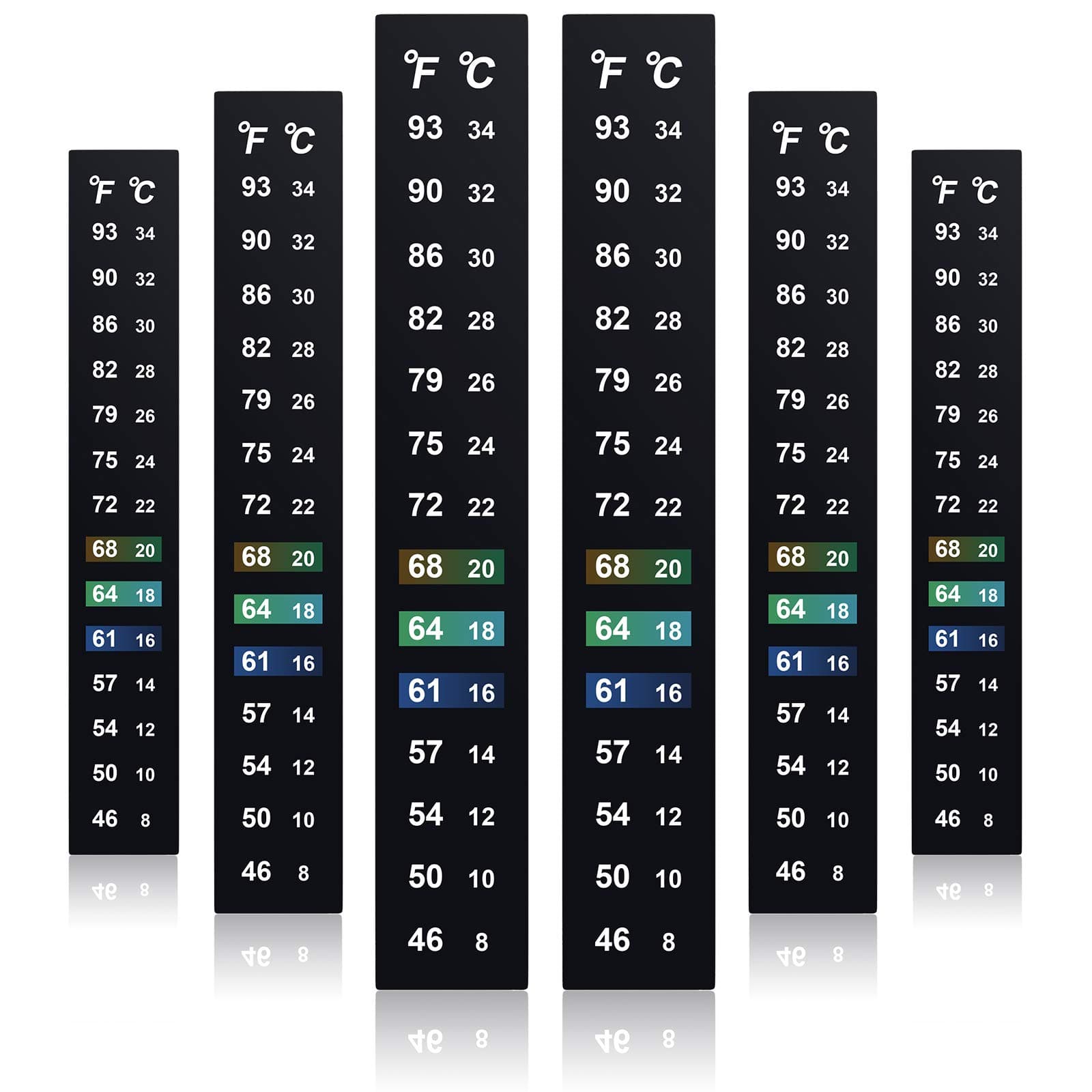 Zonon 24 Pieces Stick on Thermometer Strip for Brewing Temperature Sticker Decal Crystal Numbers Adhesive Thermometer Strip 46-93 °F (8-34 °C) Digital Display Sticker for Wine Beer Aquariums