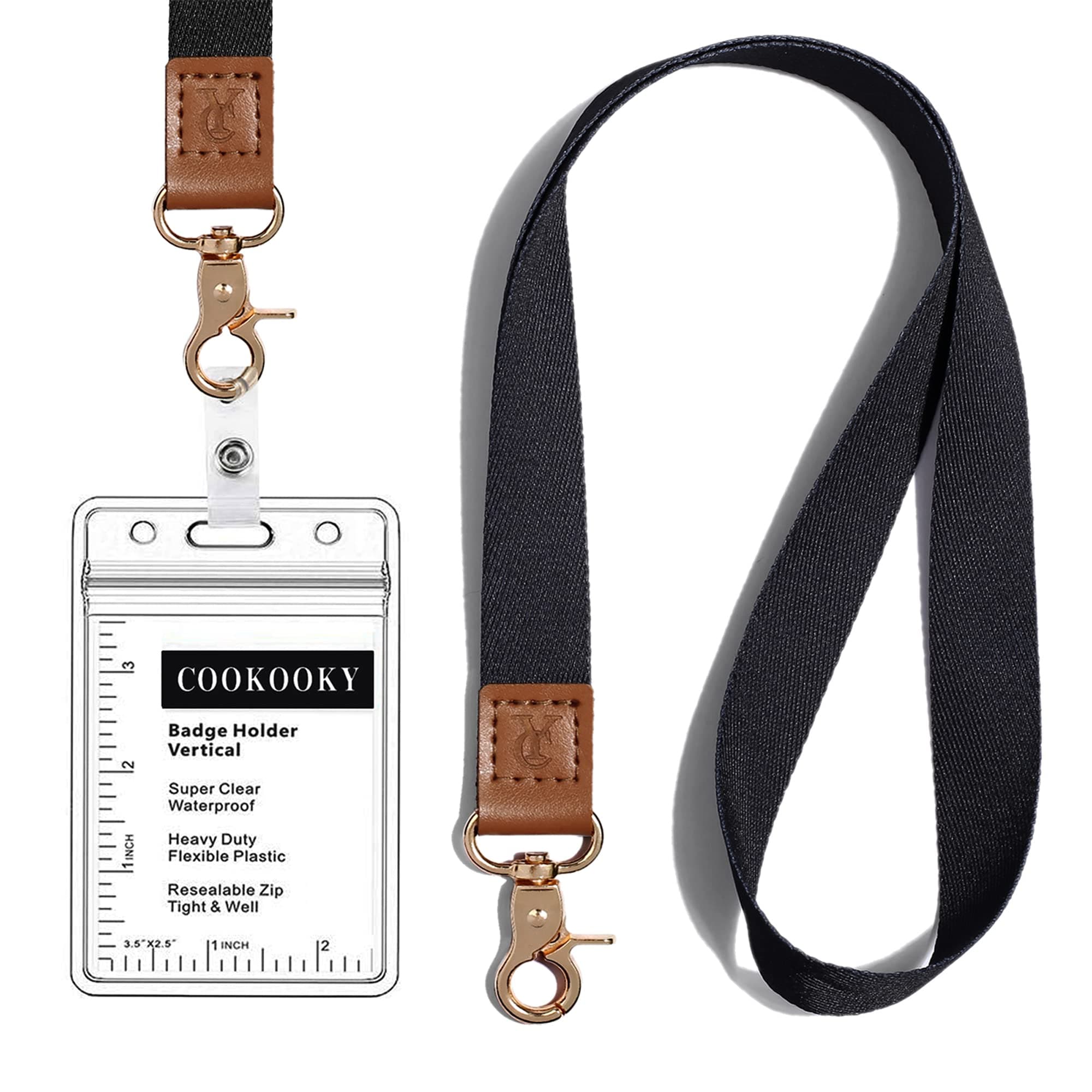 COOKOOKY Lanyard with id Holder Cute lanyards for Women Men Neck Lanyard for Keys id Badge Holder (Black)