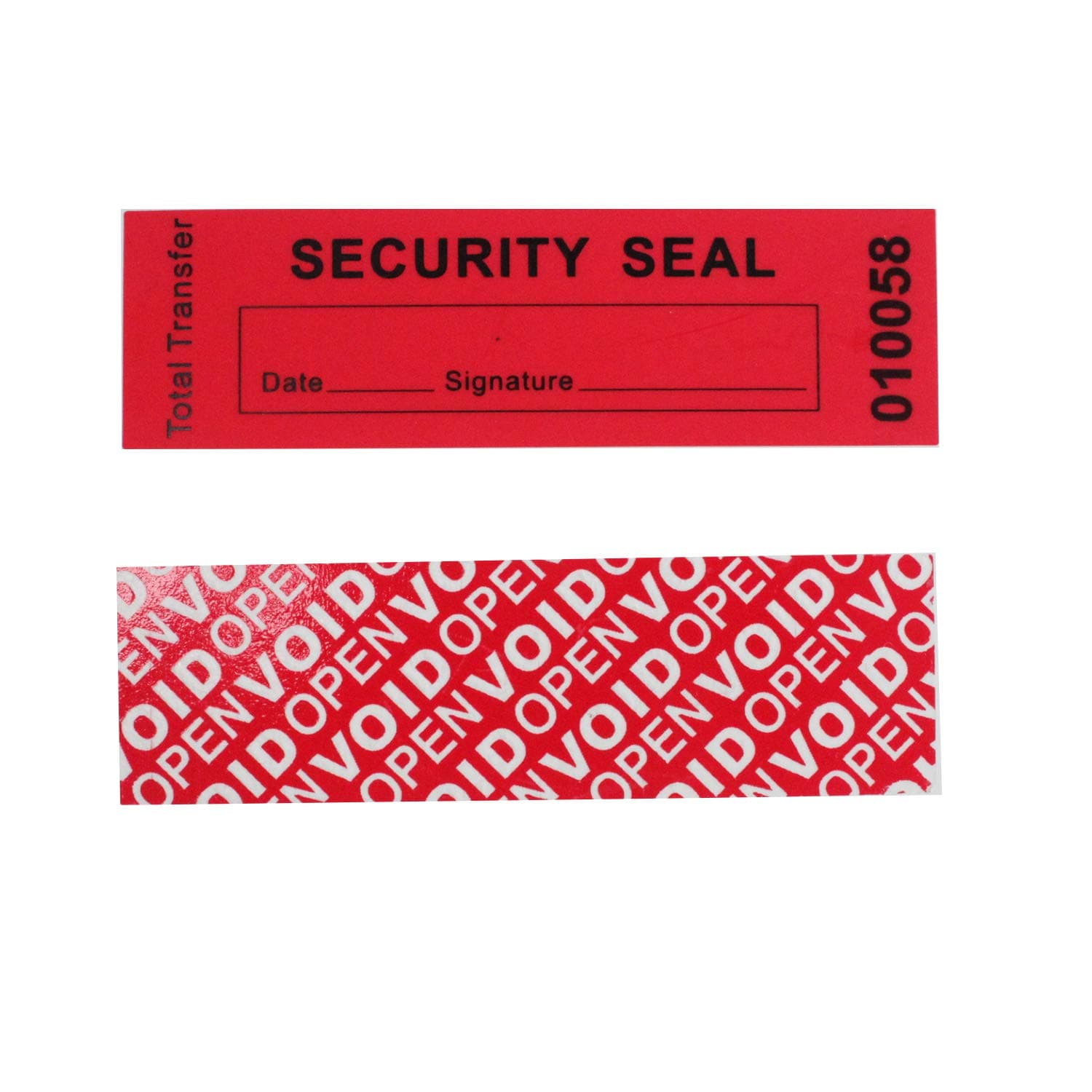 100pcs 100% Total Transfer Tamper Evident Security Warranty Void Stickers/Labels/Seals (Red, 1 x 3.35 Inches, Serial Numbers)